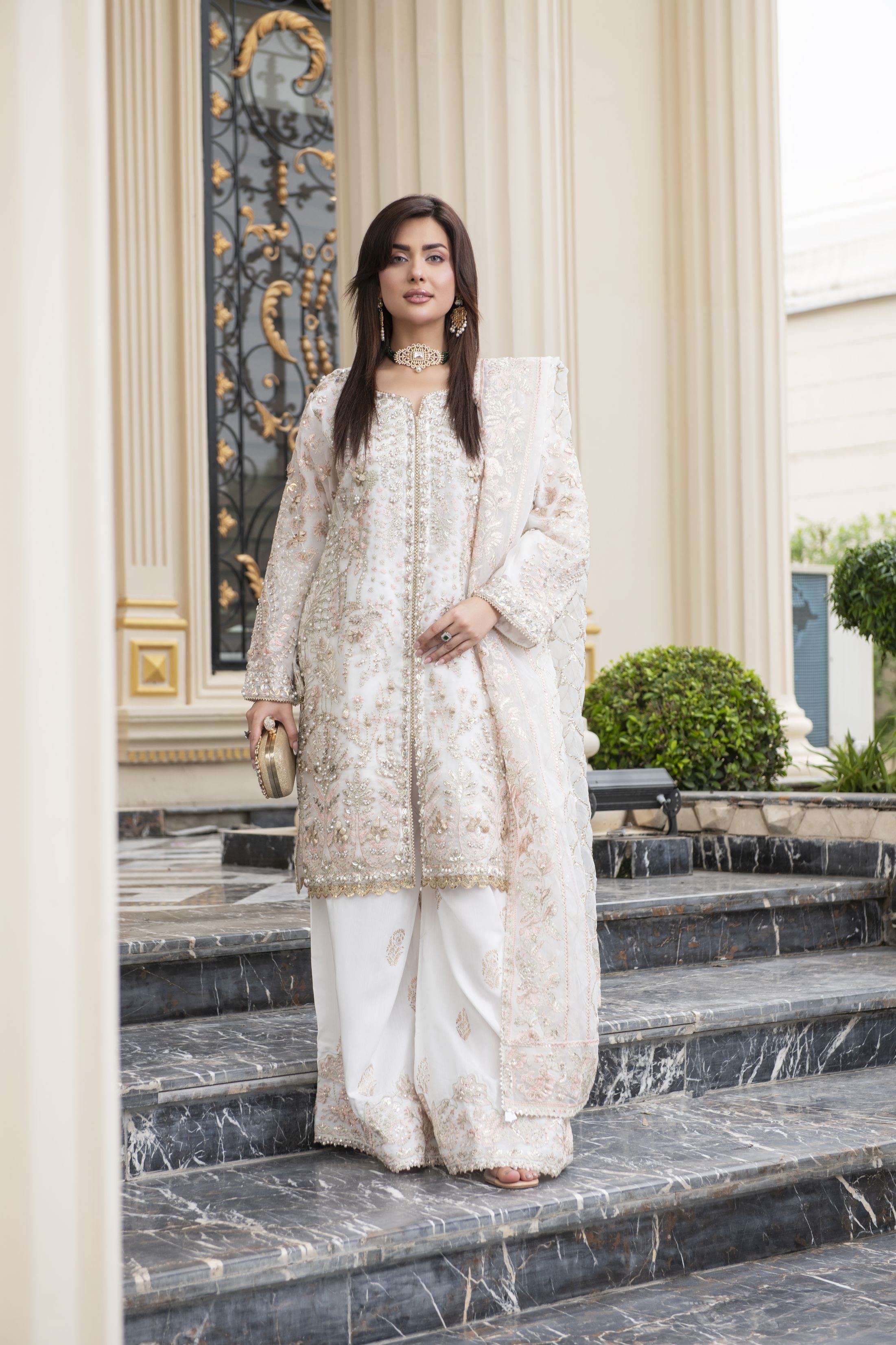 Sitara by Silver – 3pc Organza Embroidered & Handworked Dress SBS3
