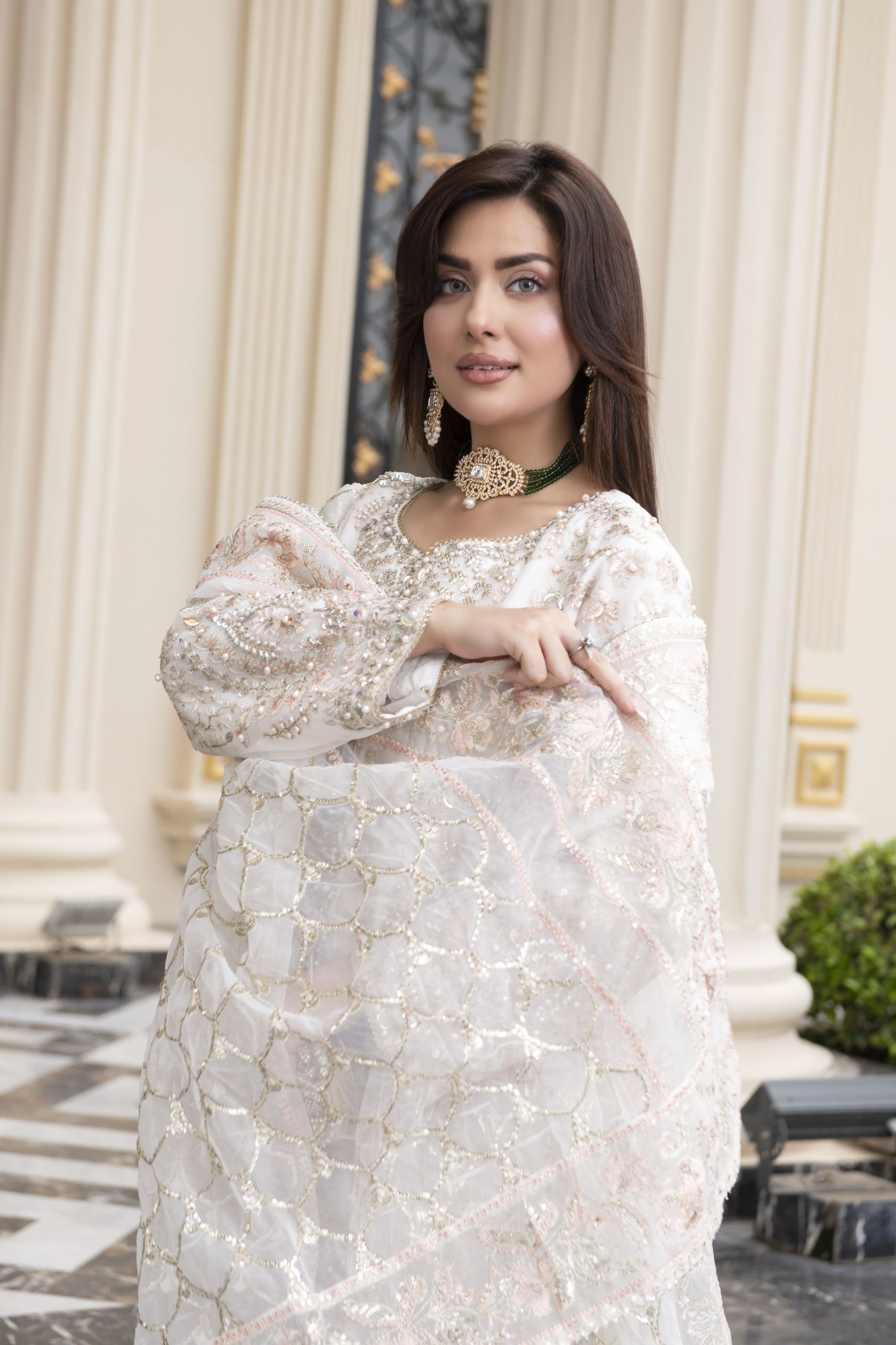 Sitara by Silver – 3pc Organza Embroidered & Handworked Dress SBS3