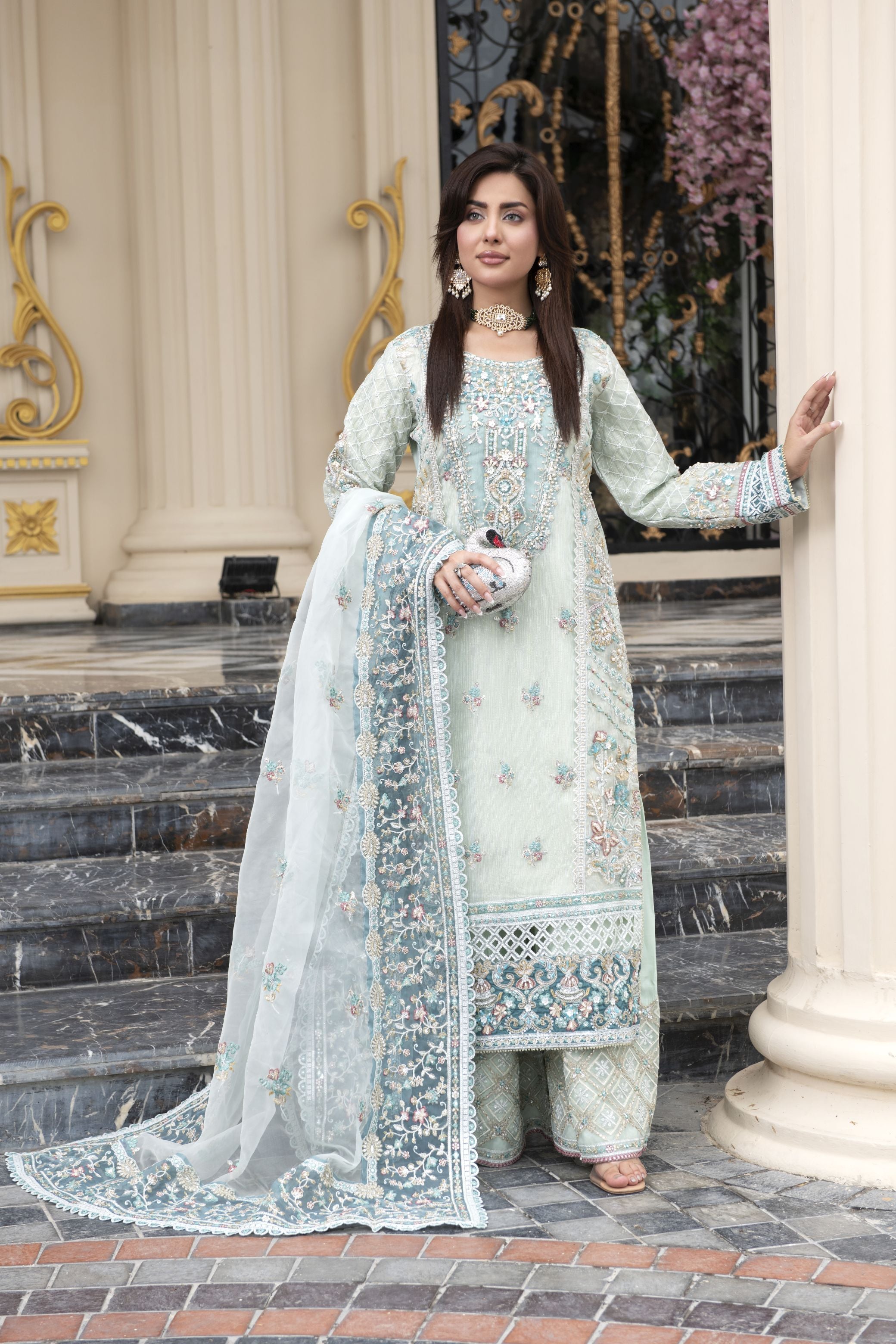 Sitara by Silver – 3pc Organza Handworked Formal Dress SBS2