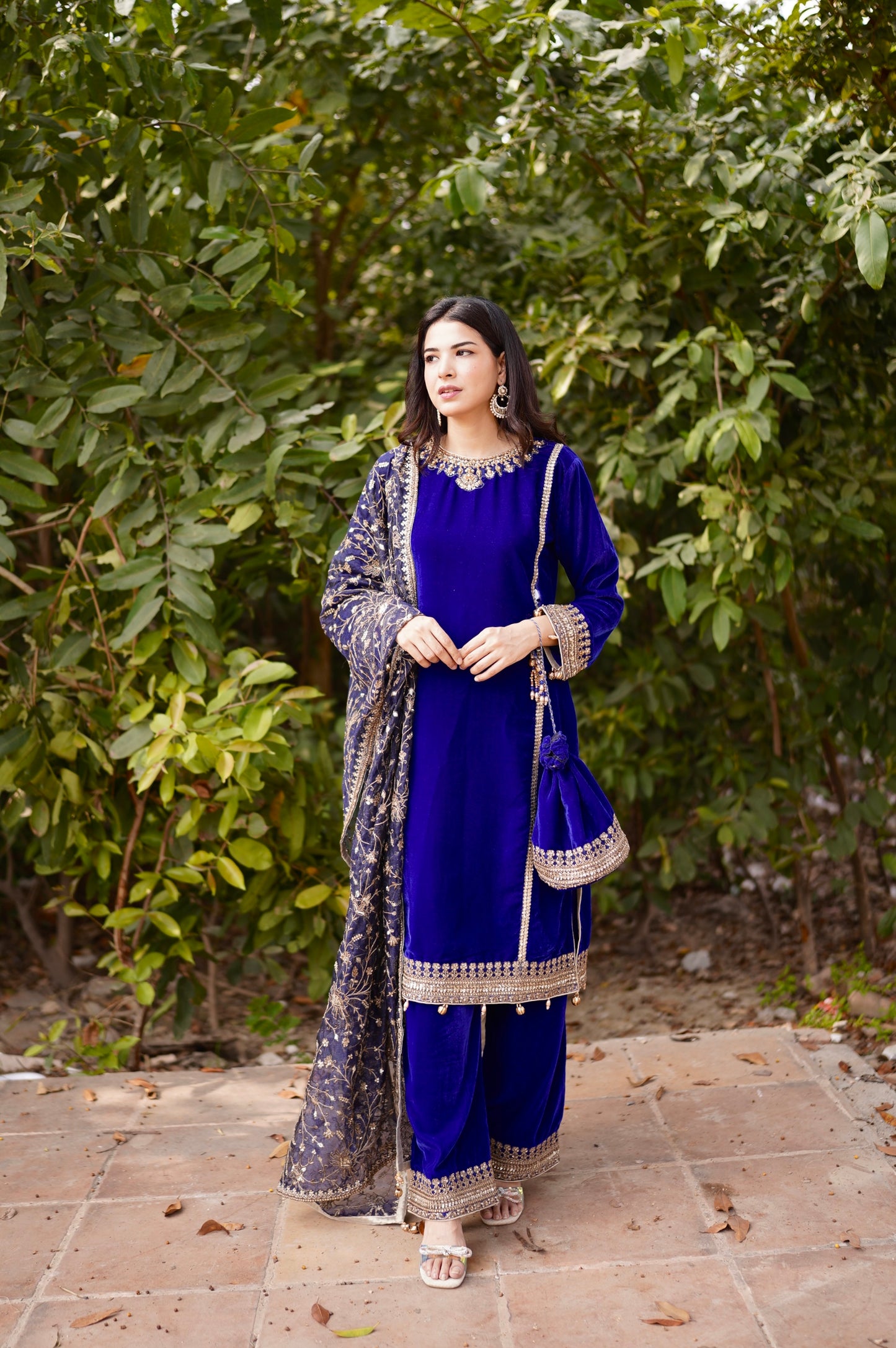 3pc Ready to Wear Embroidered Velvet Dress SL7