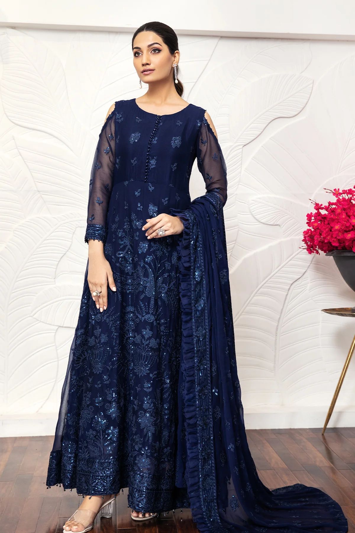 Baroque Chiffon Formal Dress Glace Blue BQF10 Baroque Chiffon Formal Dress Glace Blue BQF10