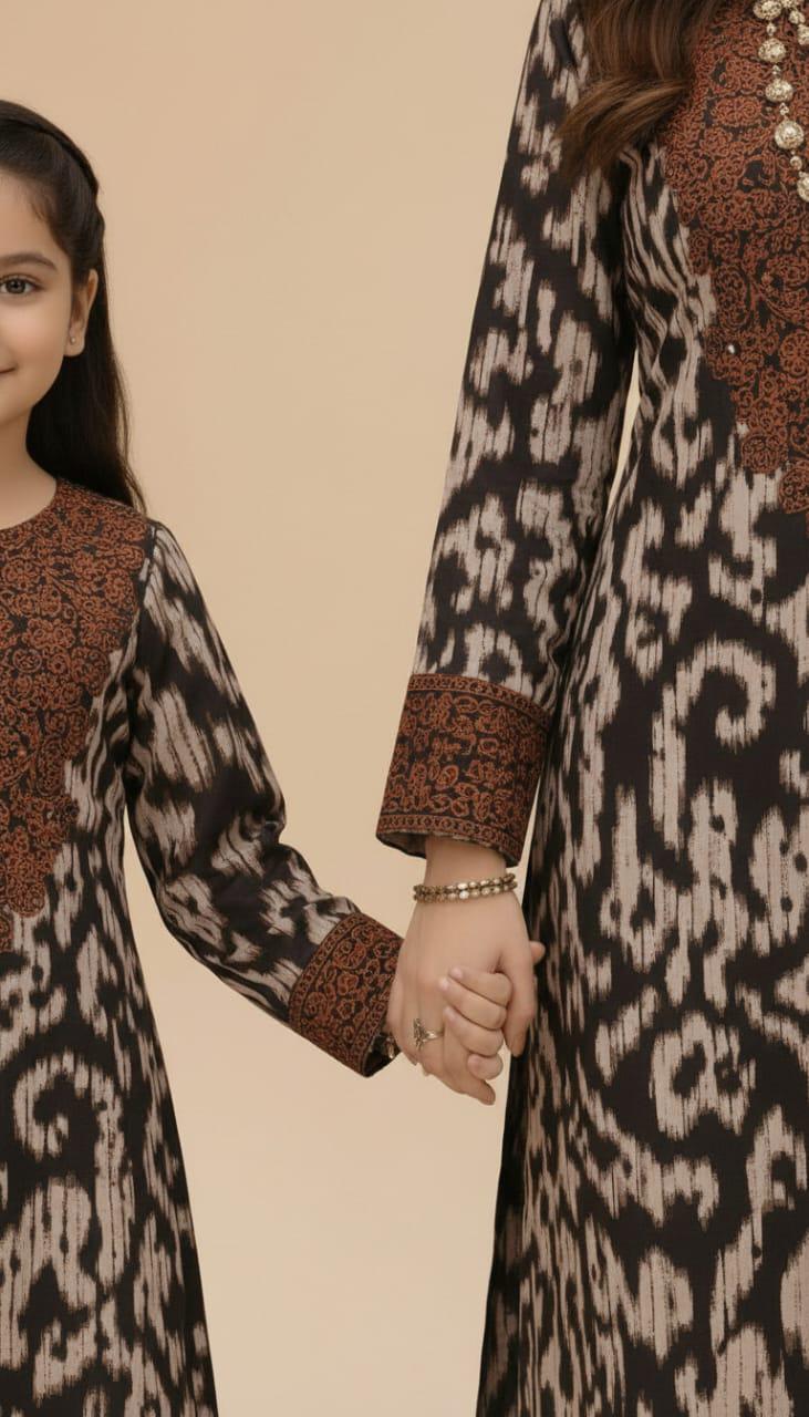 Zaiwa Winter Shawl – Embroidered Printed Grip Long Dress ZWS10