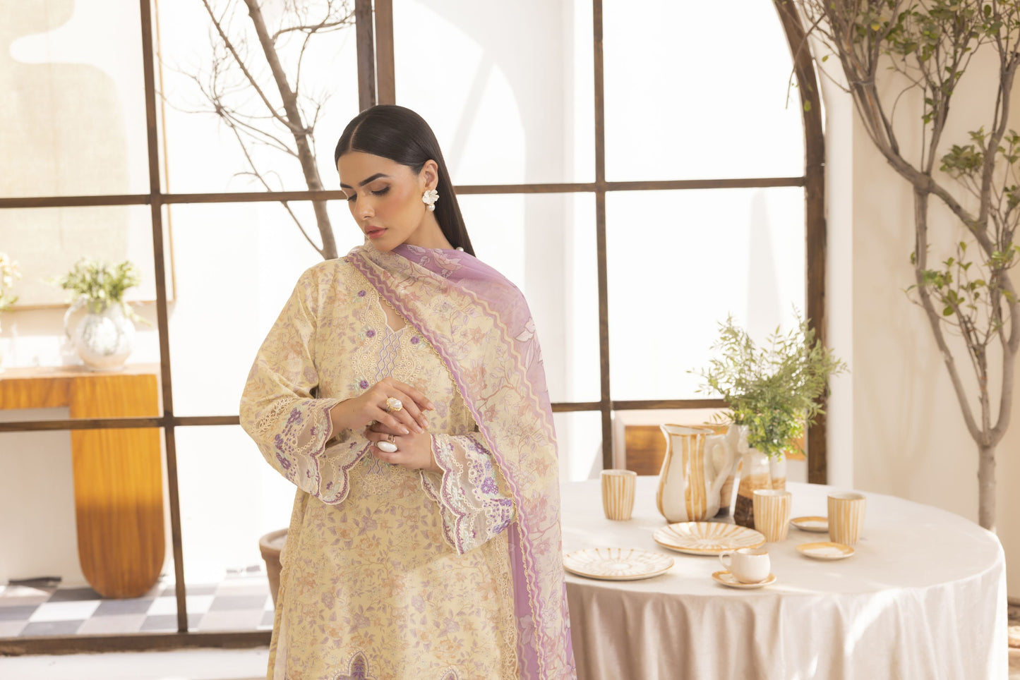 Mohagni Ready to Wear Embroidered Lawn 3pc Farshi Shalwar Suit SLM6