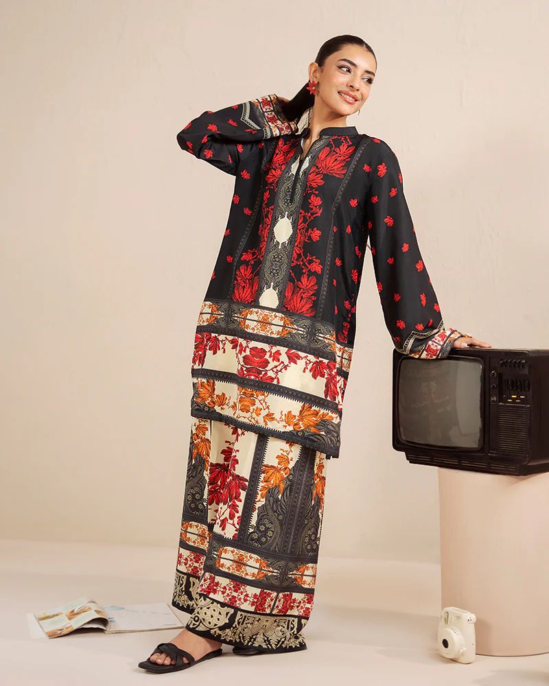Everyday Luxe by Mona – Printed Silk Lawn 2pc Co-Ord Set | MES1
