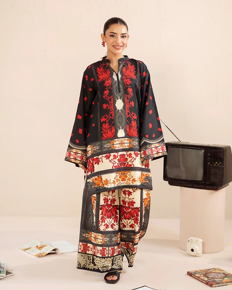 Everyday Luxe by Mona – Printed Silk Lawn 2pc Co-Ord Set | MES1