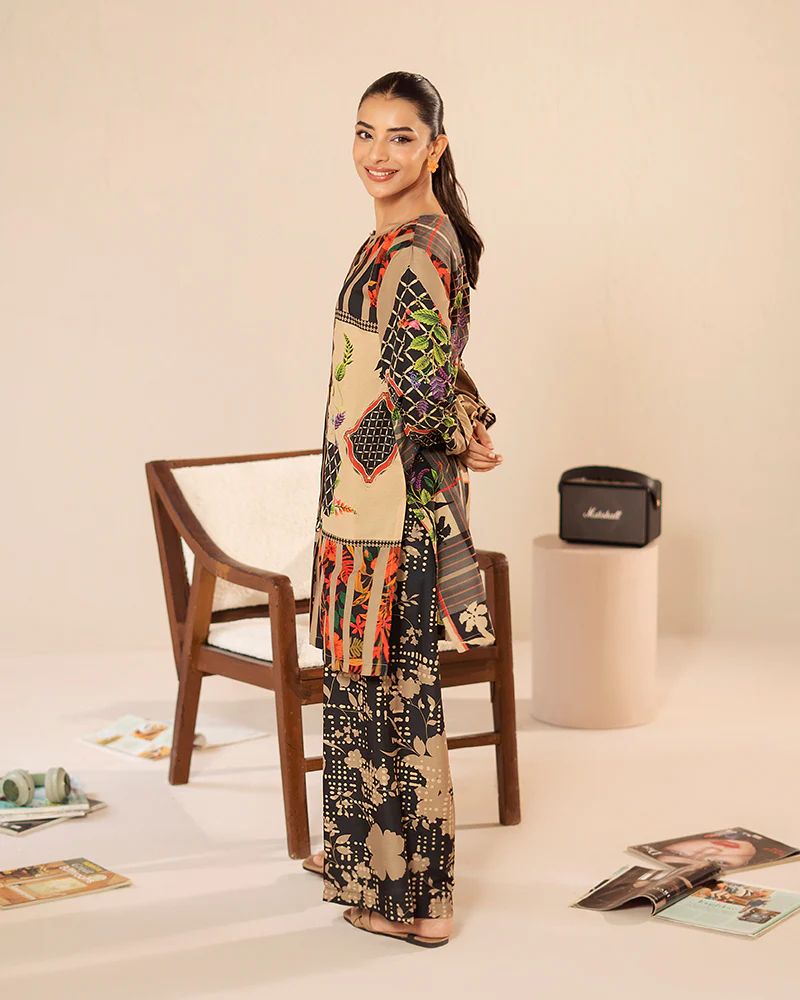 Everyday Luxe by Mona – Abstract Patchwork Silk Lawn 2pc Co-Ord Set | MES6