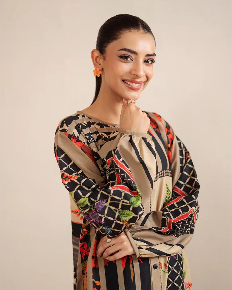 Everyday Luxe by Mona – Abstract Patchwork Silk Lawn 2pc Co-Ord Set | MES6