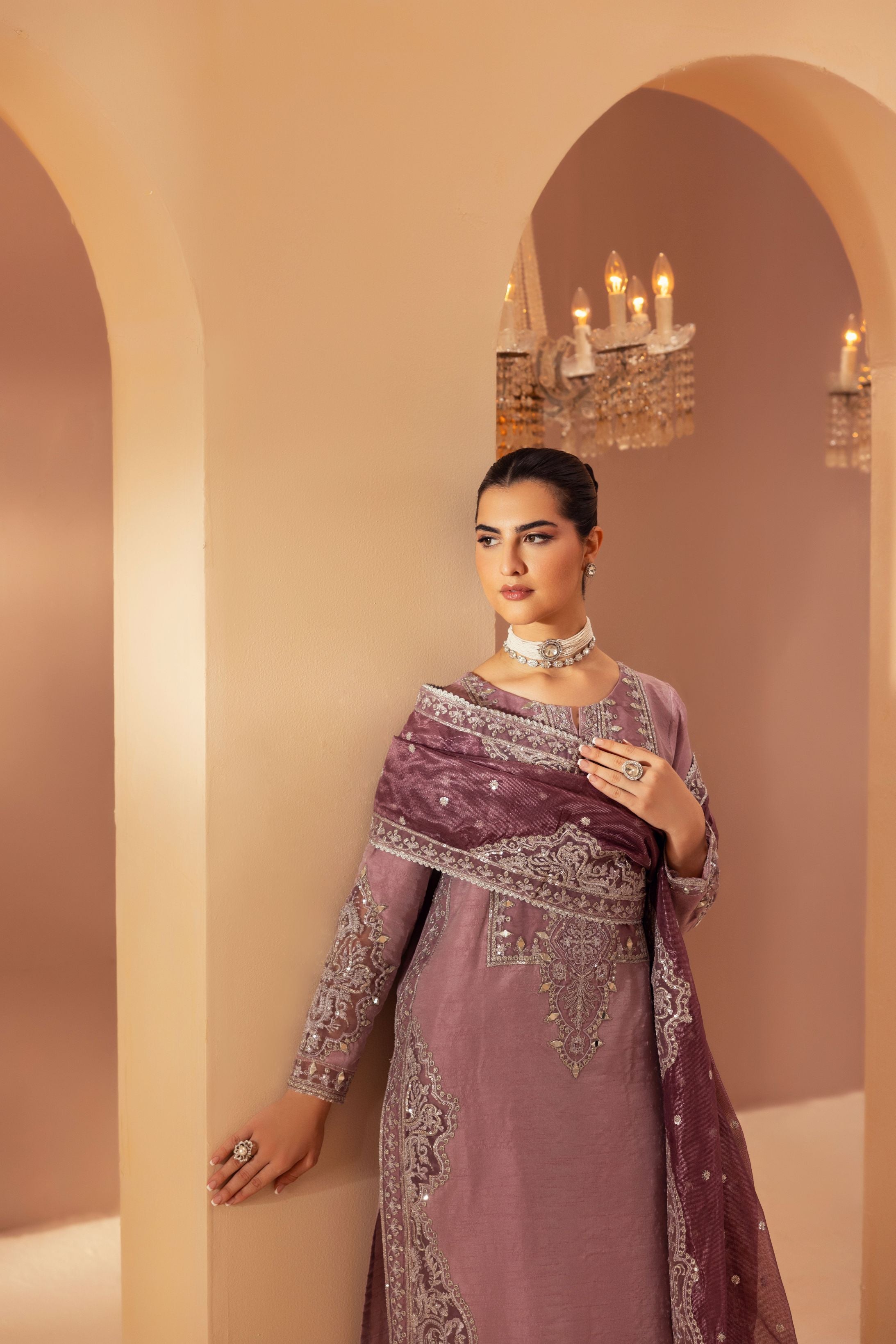 Mohagni 3pc Ready to Wear Pink Raw Silk Embroidered & Mirror Work Suit SLM9