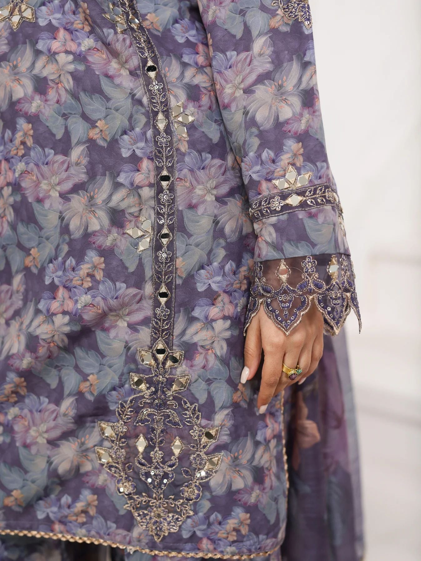 Mohagni MSA6 Mother Daughter Silk Viscose Mirror Work Palazzo Suit