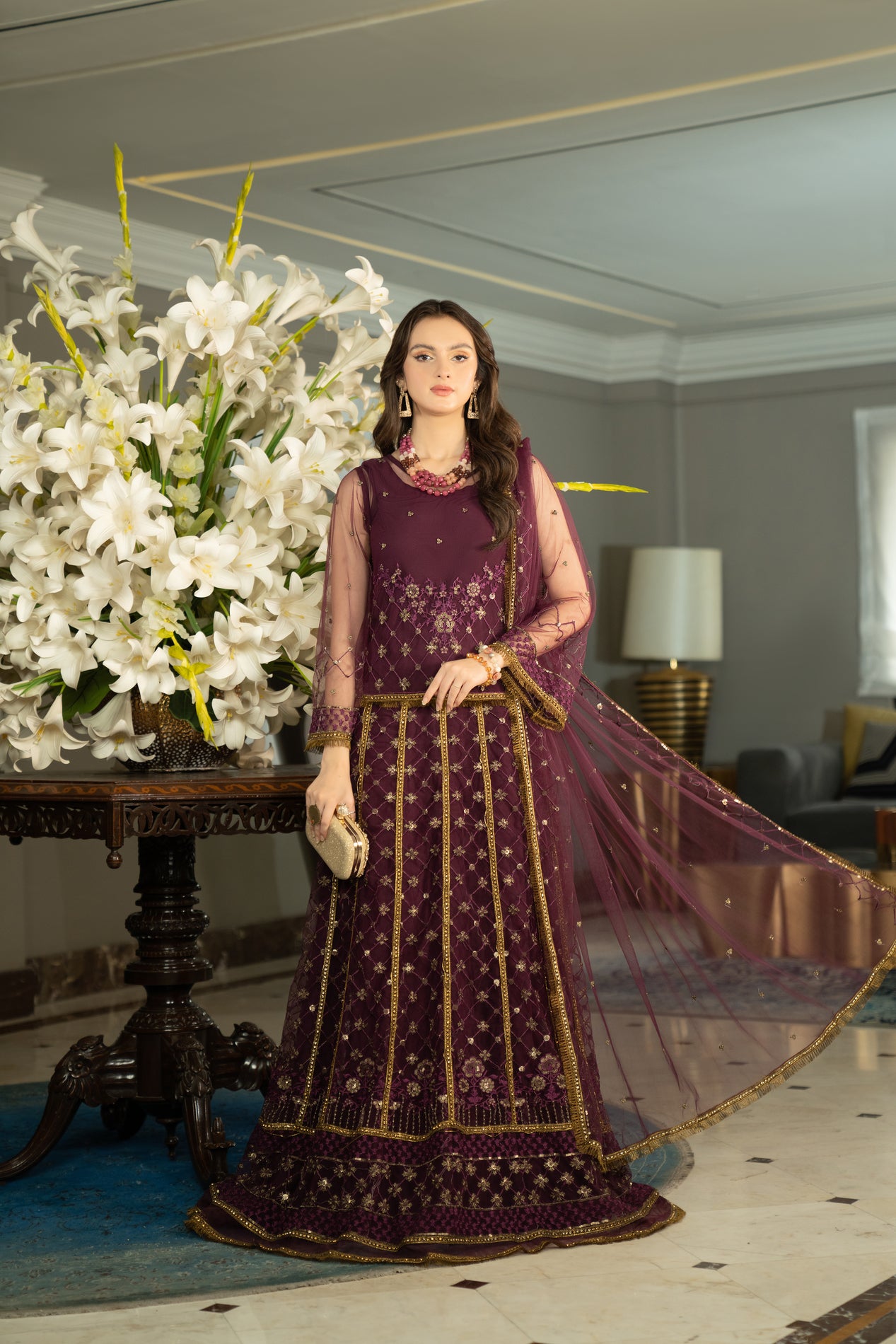 3pc Noorma Kamal Net Formal Embroiderd Dress 08