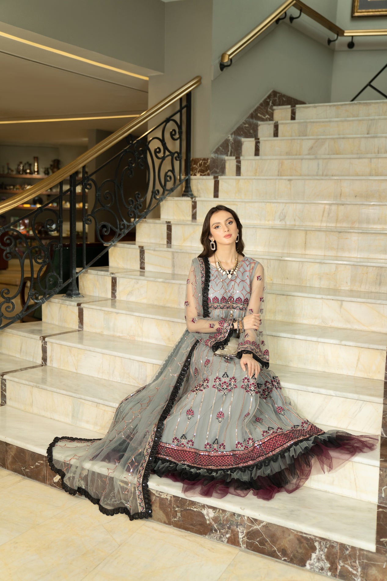 3pc Noorma Kamal Net Formal Embroiderd Dress 10