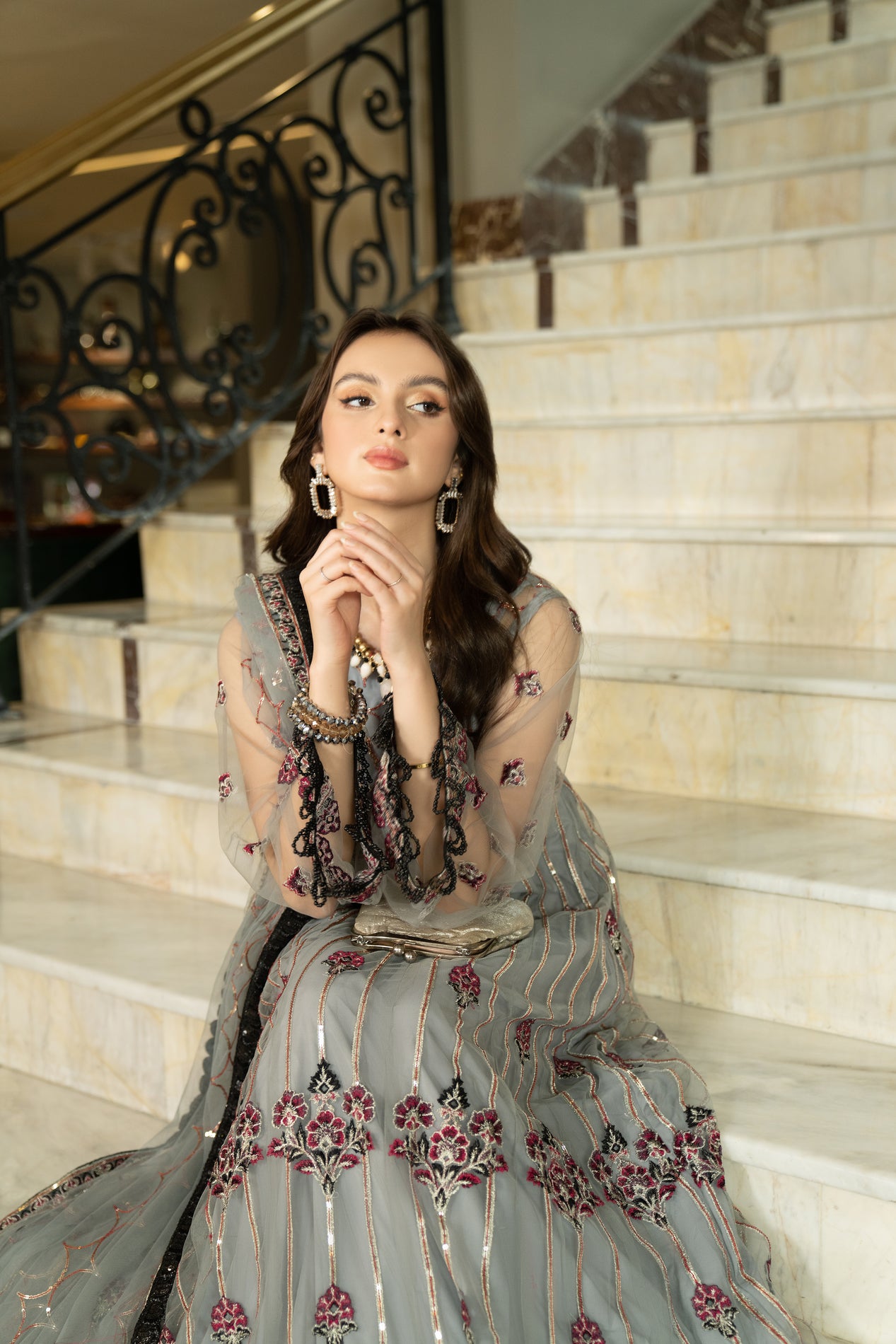 3pc Noorma Kamal Net Formal Embroiderd Dress 10