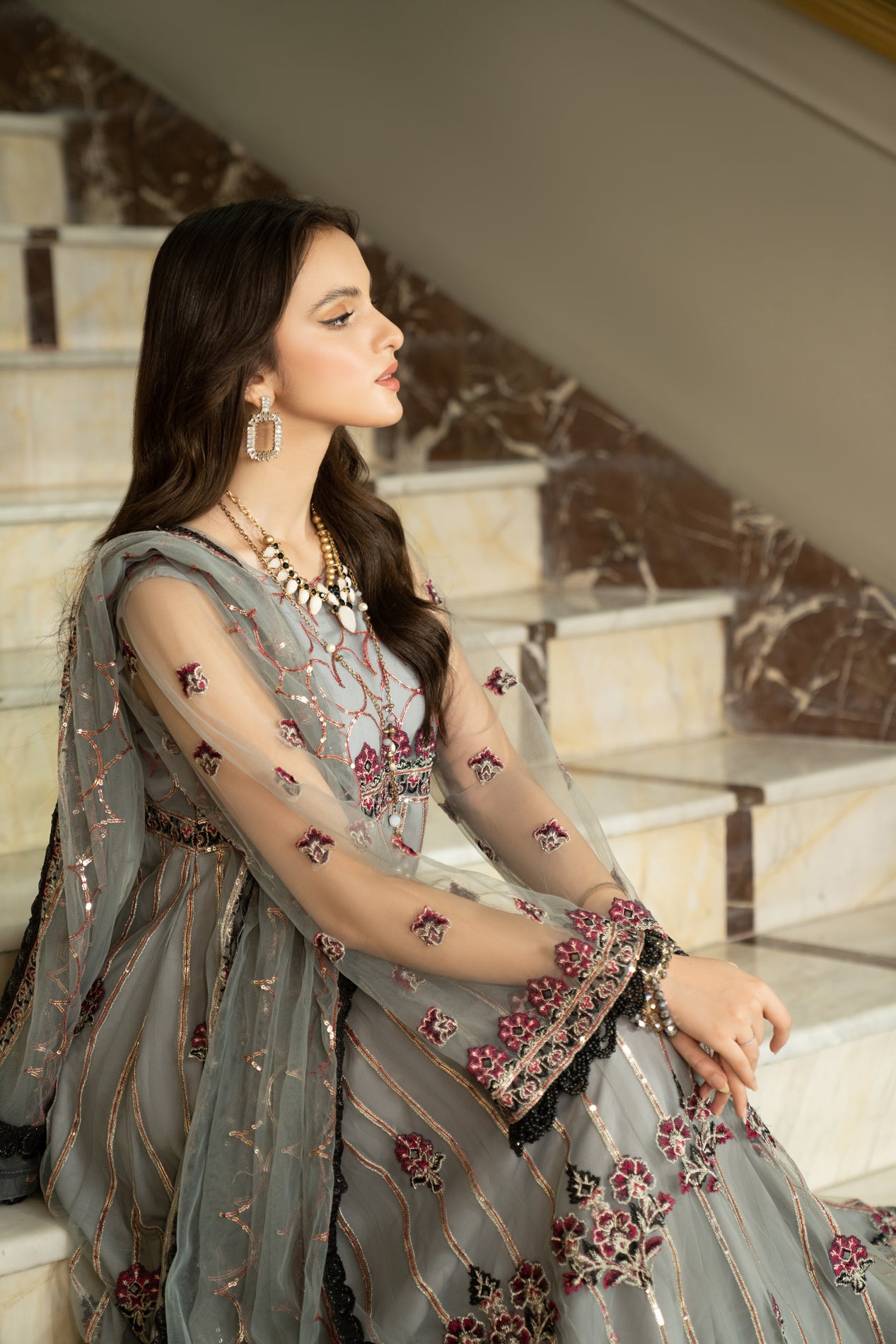 3pc Noorma Kamal Net Formal Embroiderd Dress 10