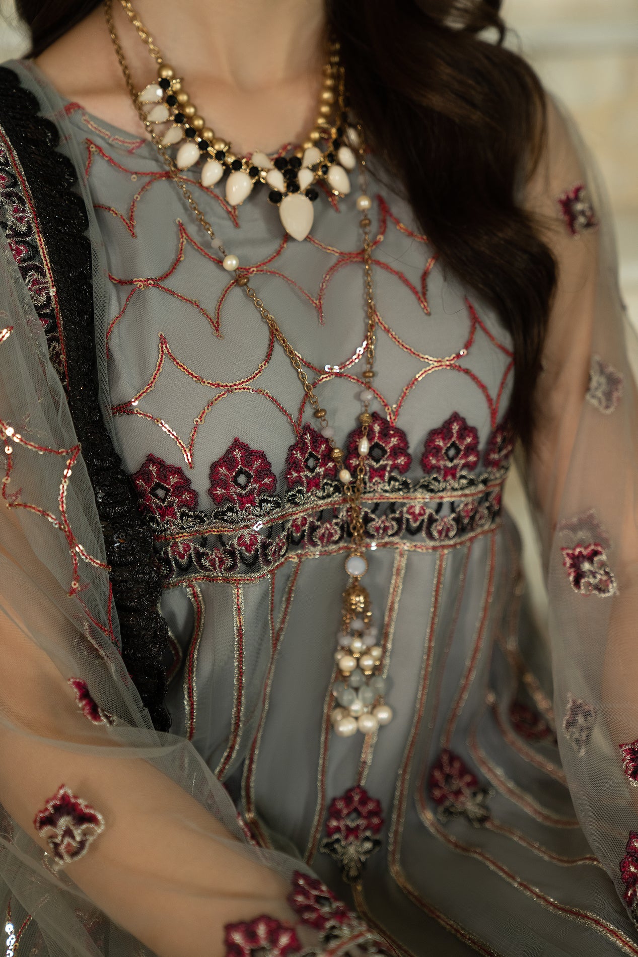 3pc Noorma Kamal Net Formal Embroiderd Dress 10