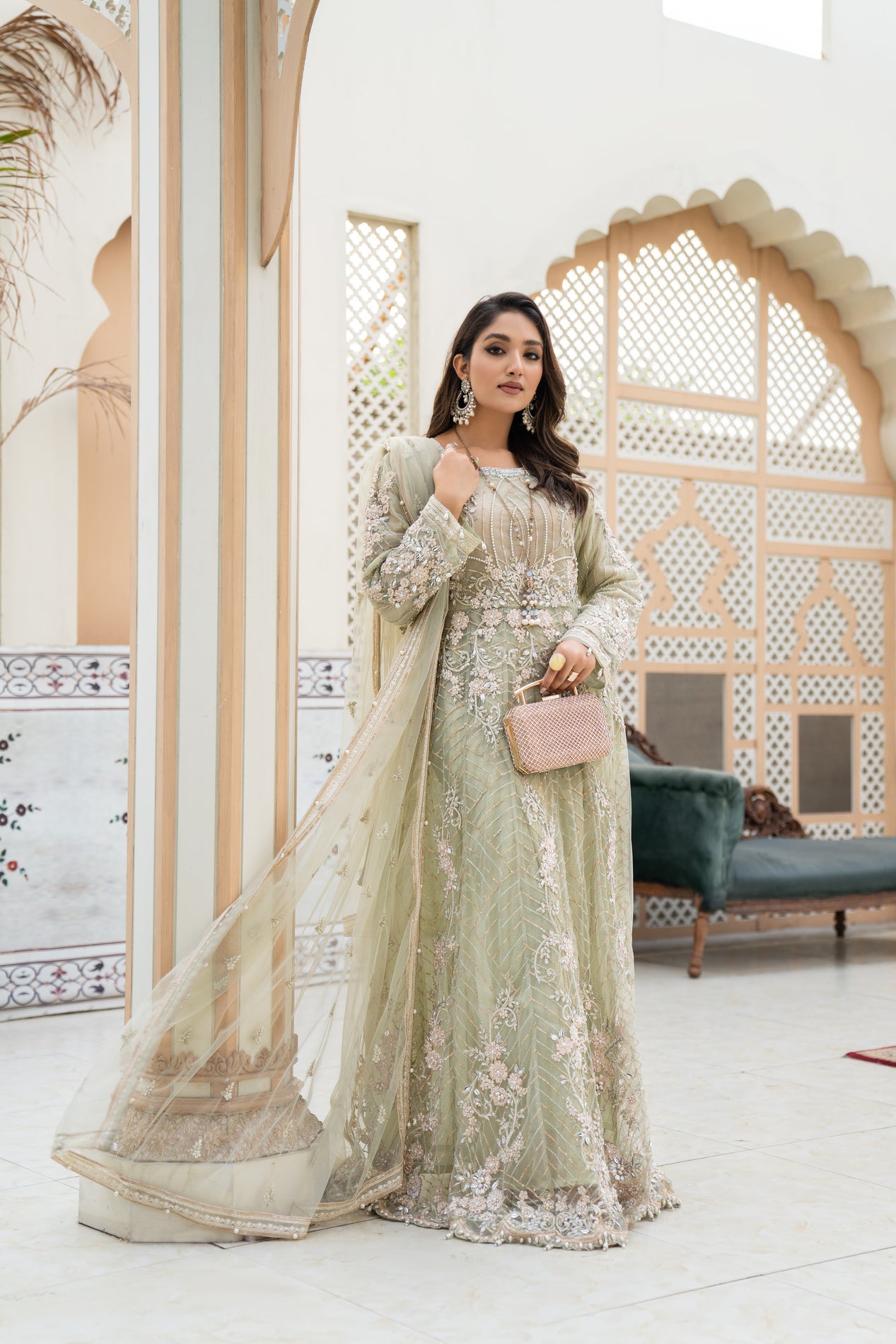 Net Formal Long Frock Y4