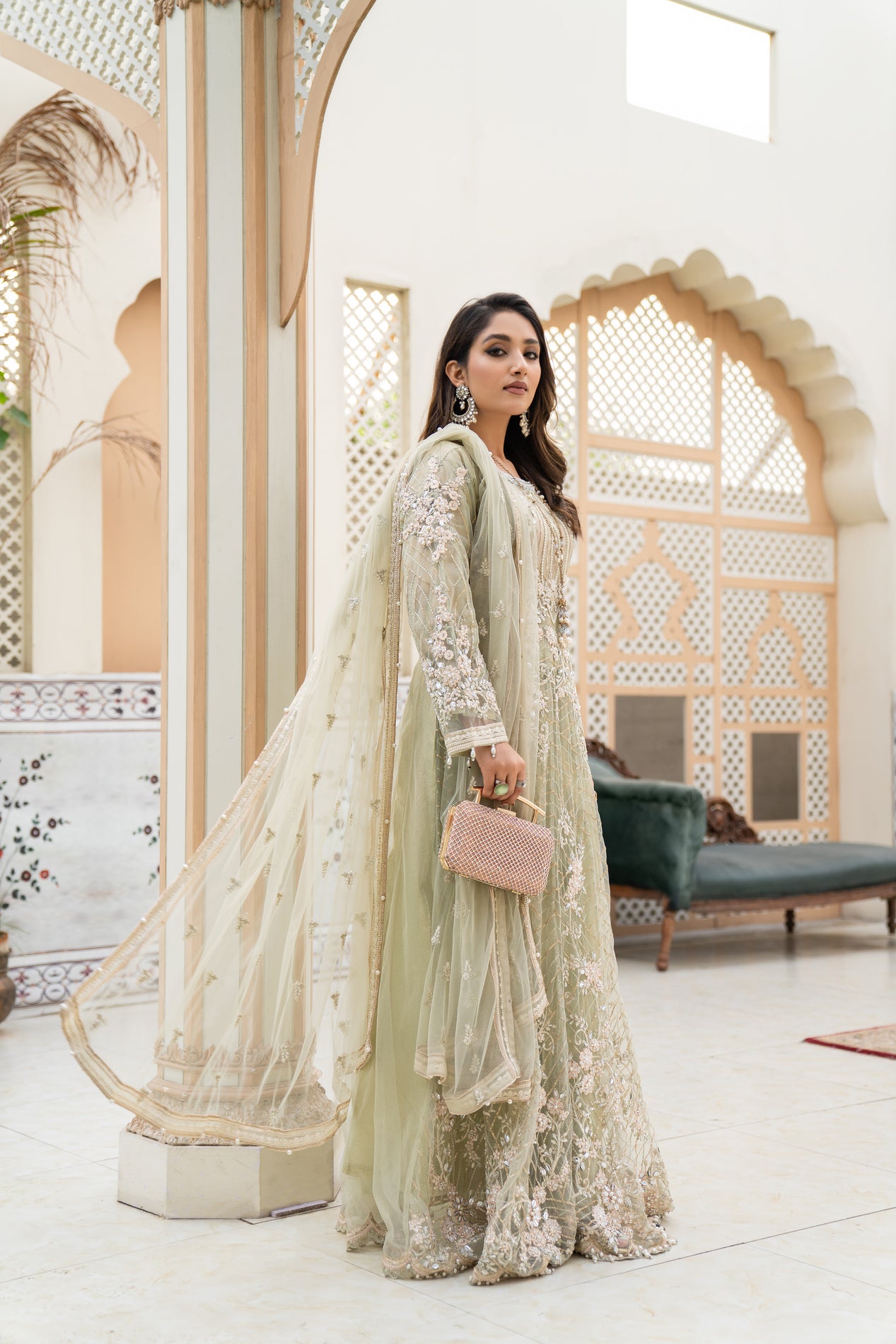 Net Formal Long Frock Y4