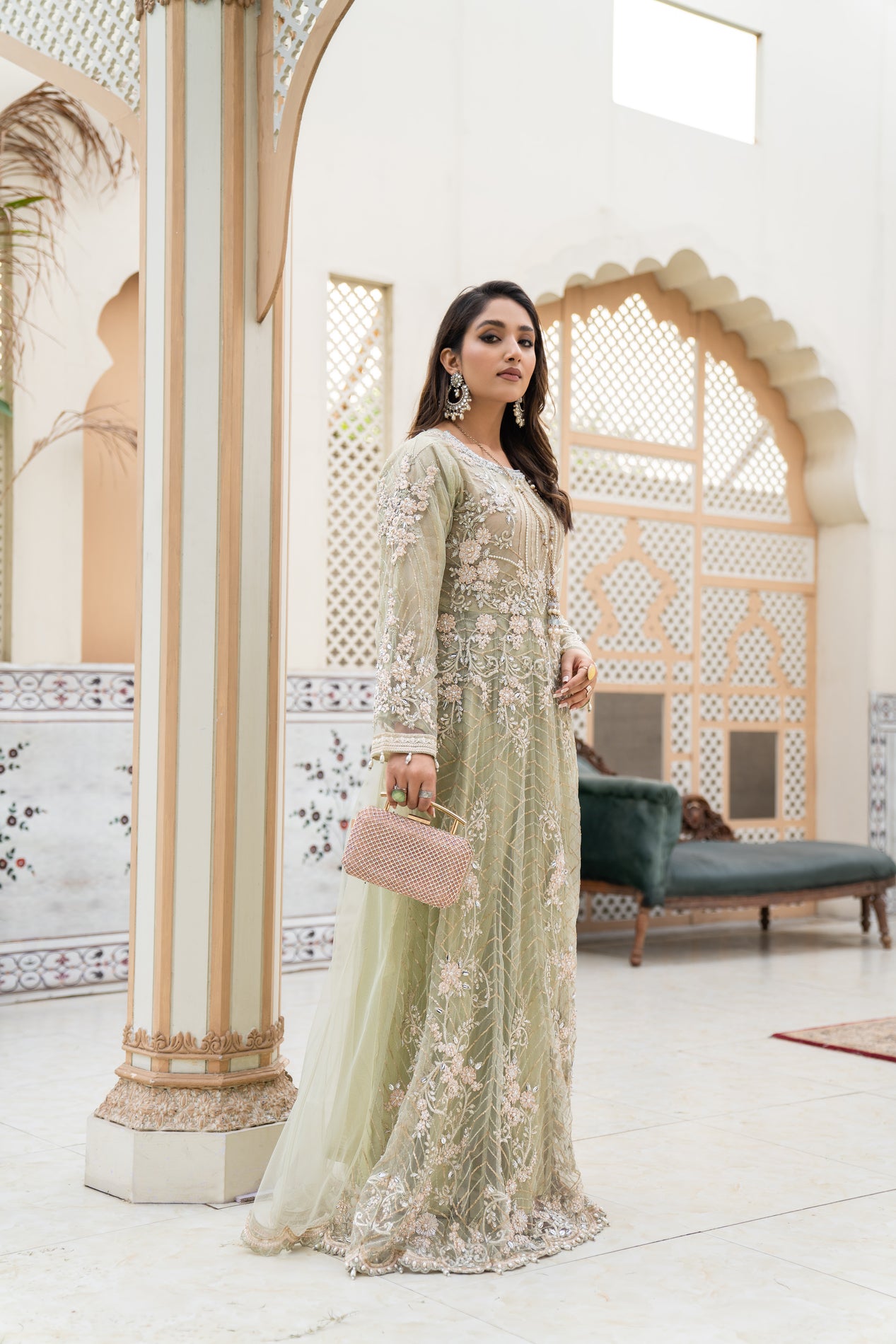 Net Formal Long Frock Y4