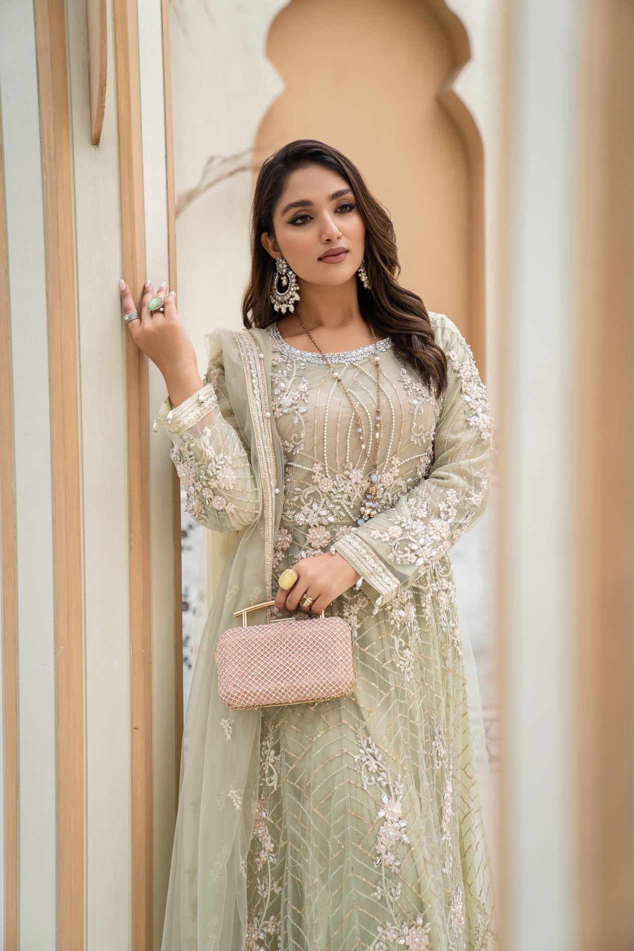 Net Formal Long Frock Y4