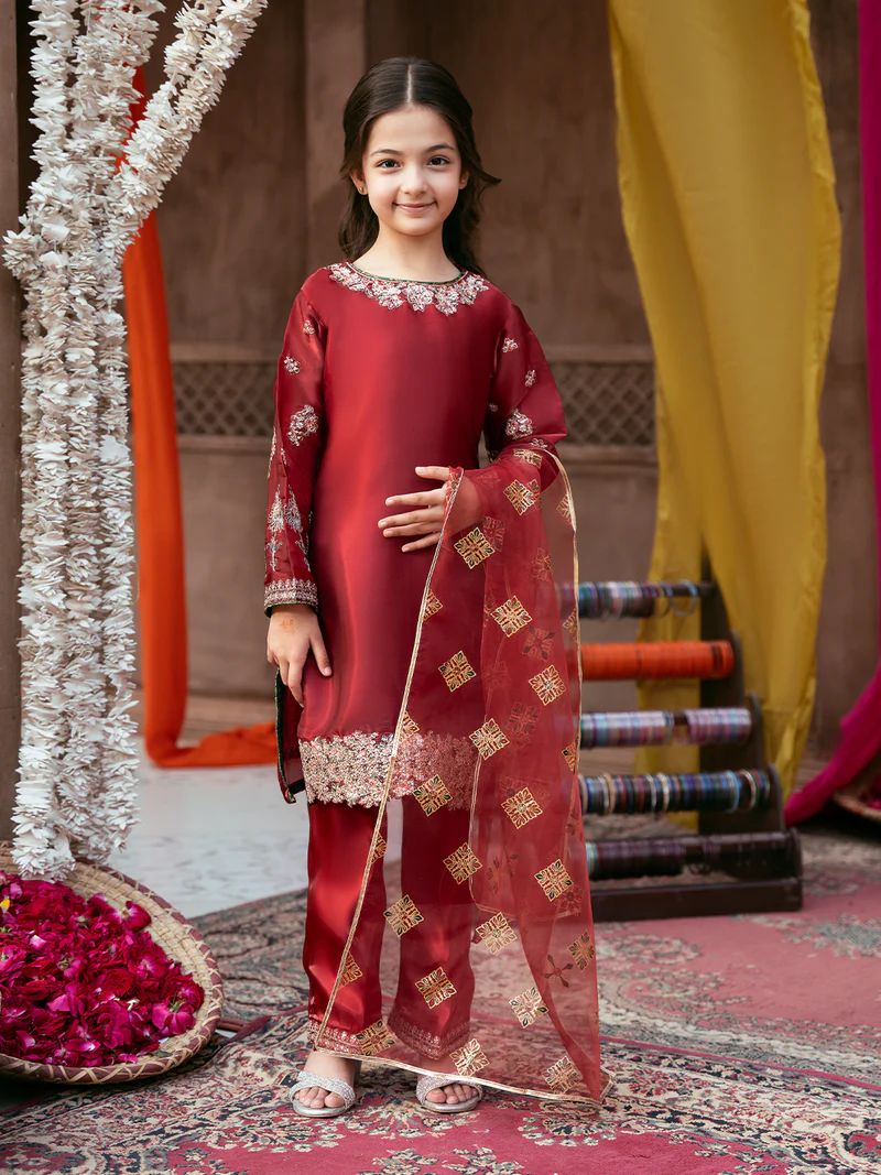 Rangrez by Mona 3pc Embroidered Silk Palazzo Suit RG1