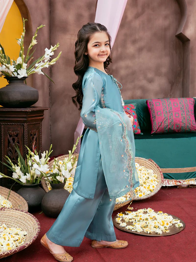 Rangrez by Mona 3pc Embroidered Silk Palazzo Suit RG6