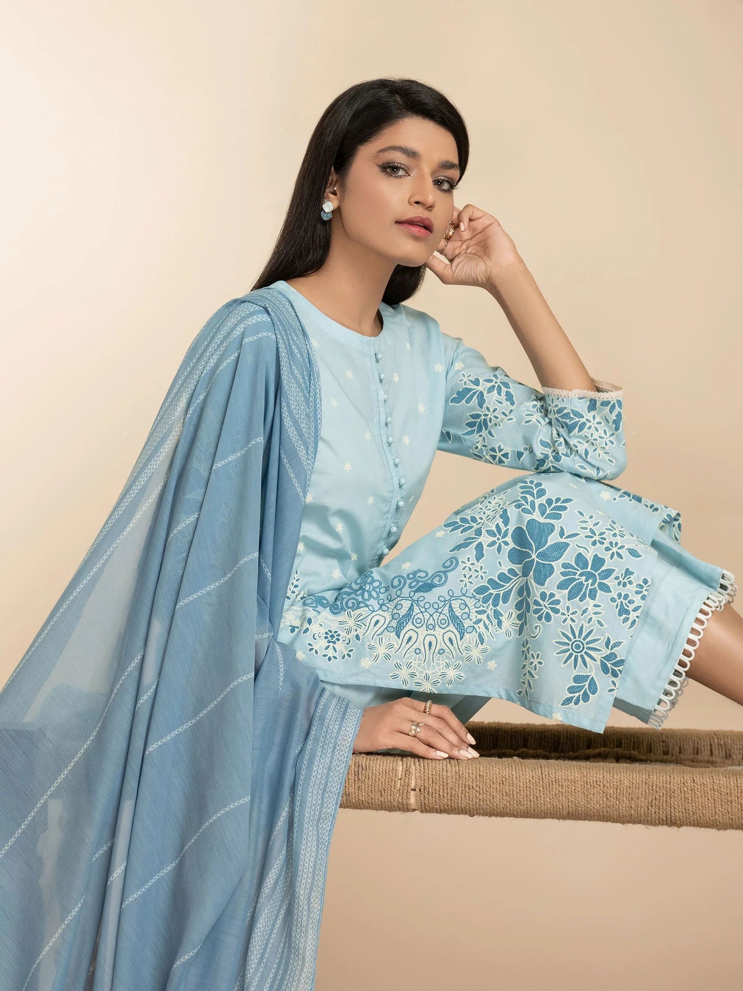3pc Ready to Wear Dress by Limelight U2777-Ice Blue