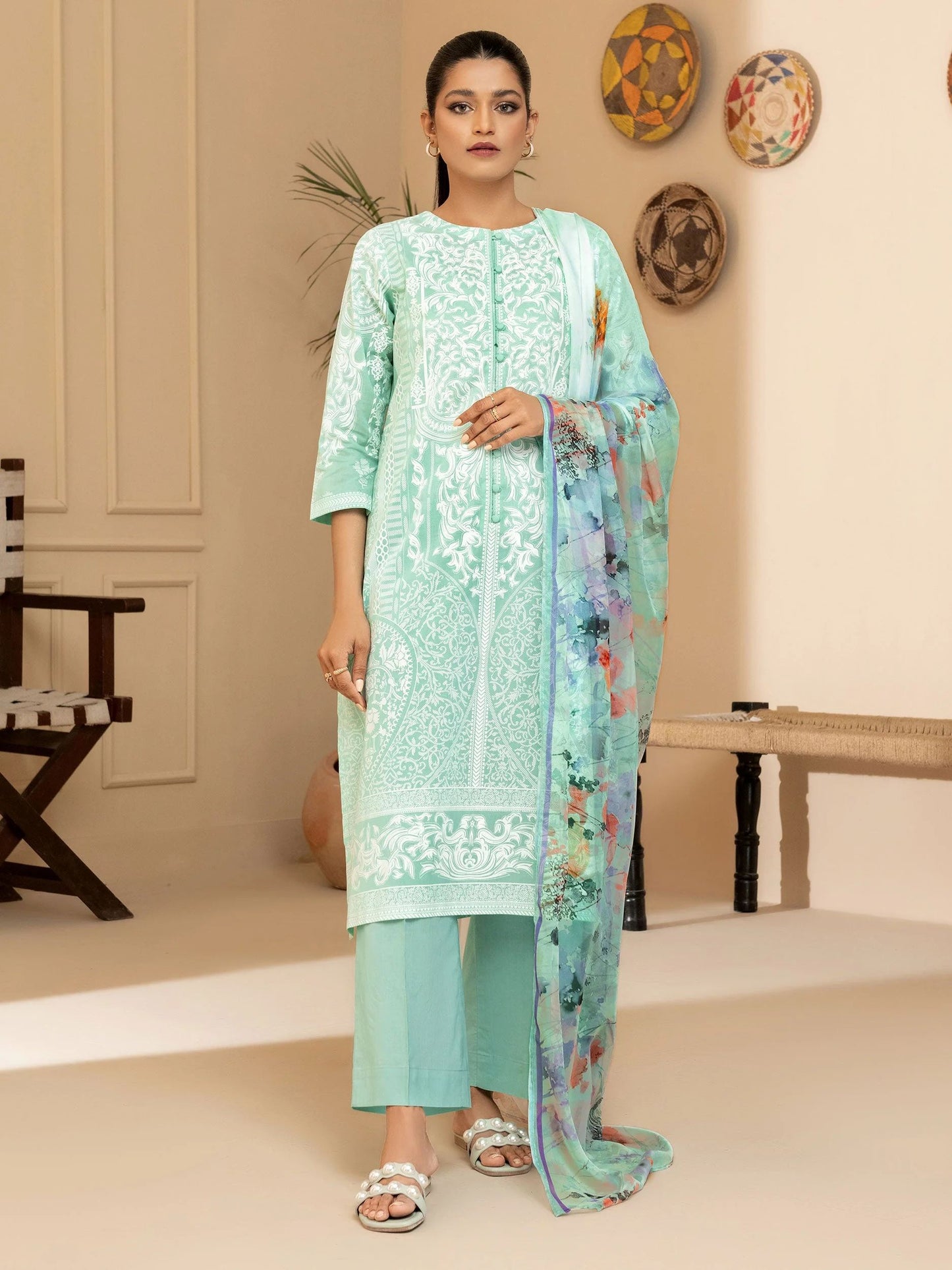 3pc Ready to Wear Dress by Limelight U2948-Aqua