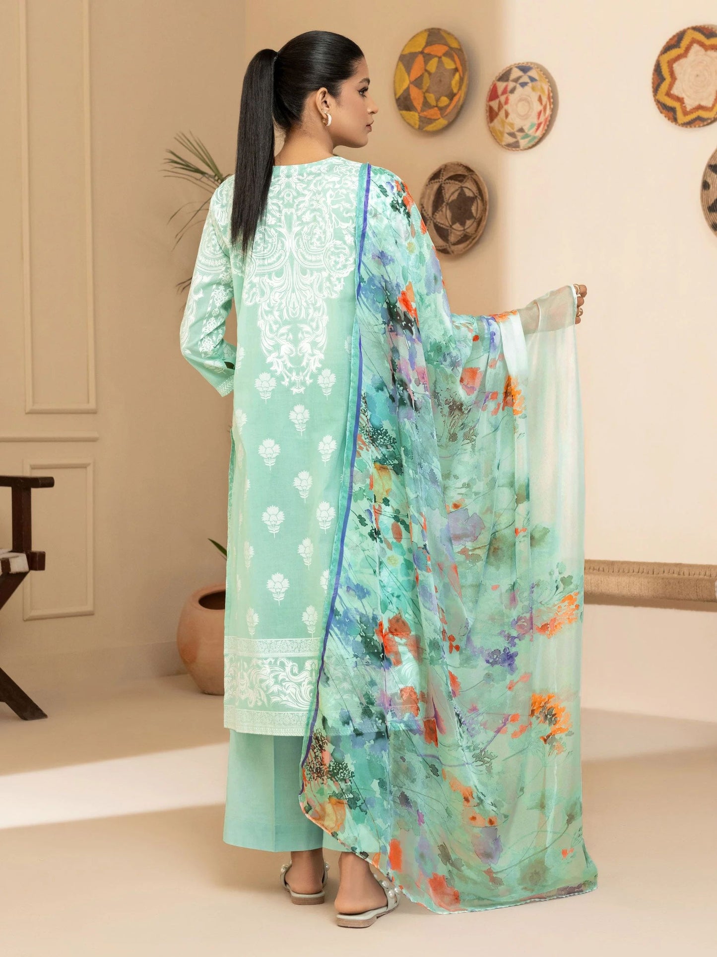 3pc Ready to Wear Dress by Limelight U2948-Aqua