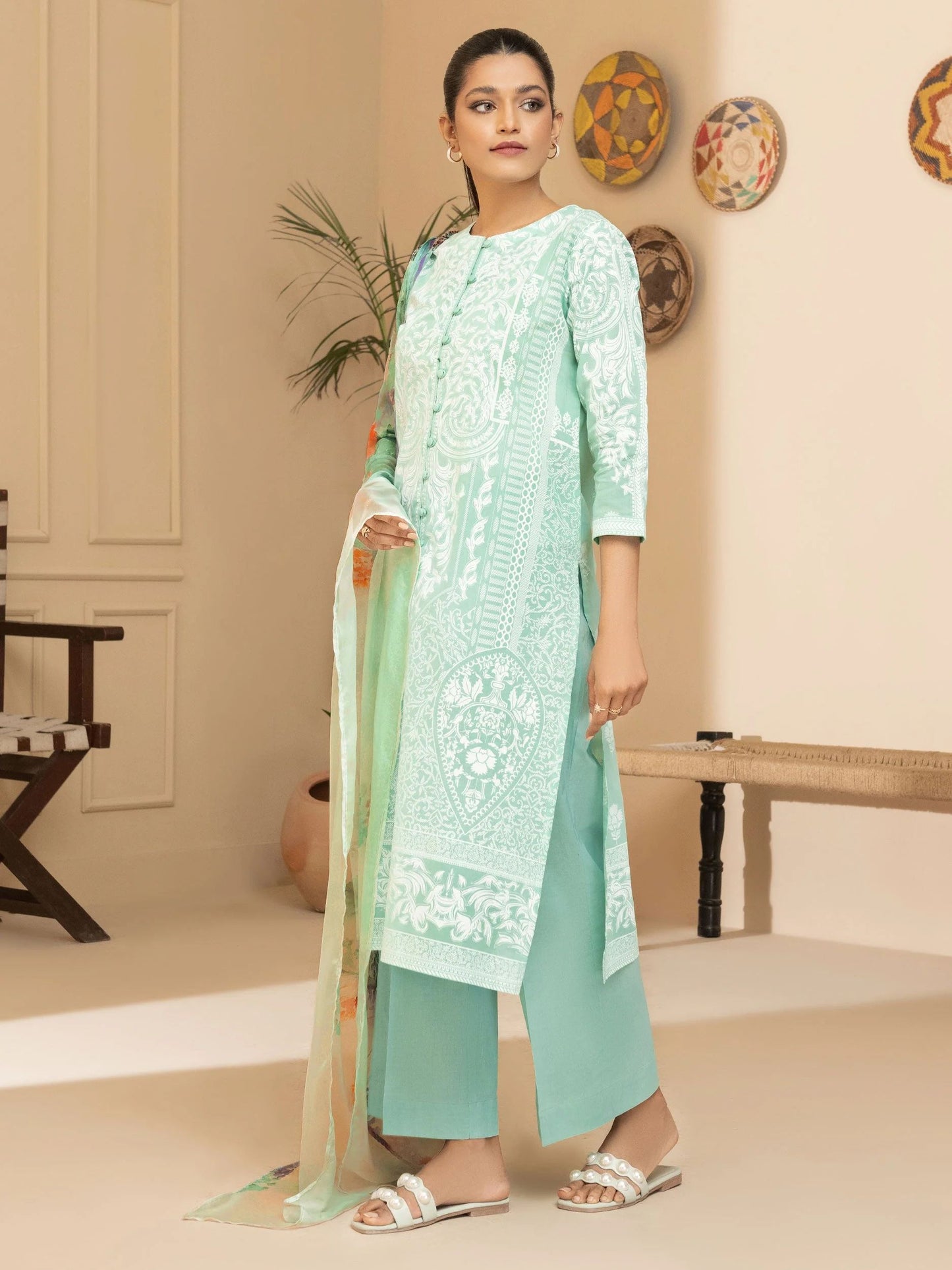 3pc Ready to Wear Dress by Limelight U2948-Aqua
