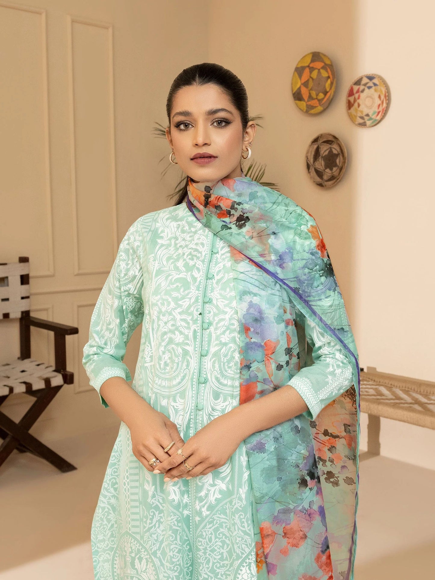 3pc Ready to Wear Dress by Limelight U2948-Aqua