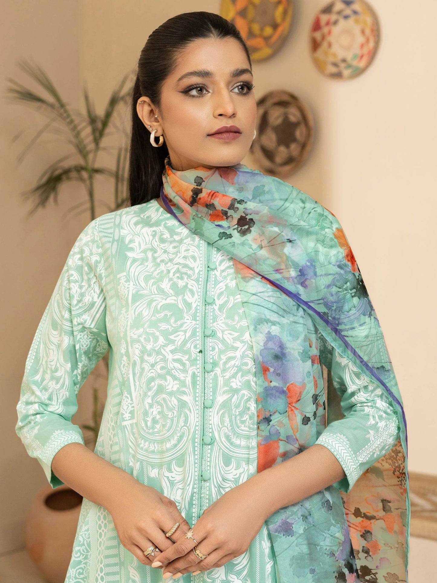 3pc Ready to Wear Dress by Limelight U2948-Aqua
