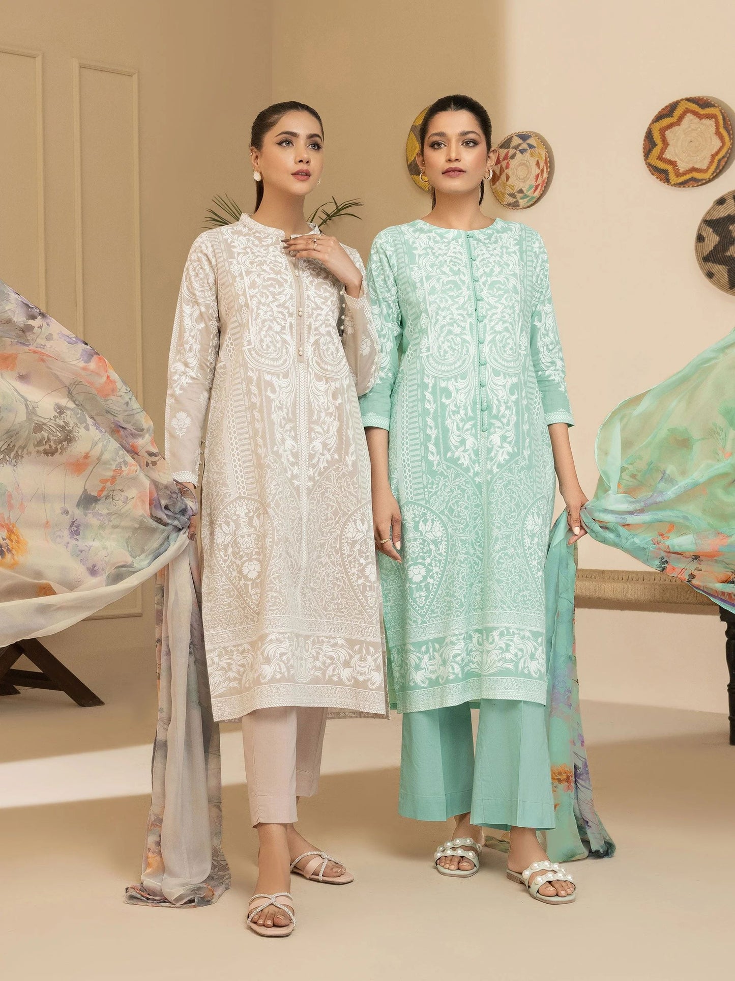 3pc Ready to Wear Dress by Limelight U2948-Aqua