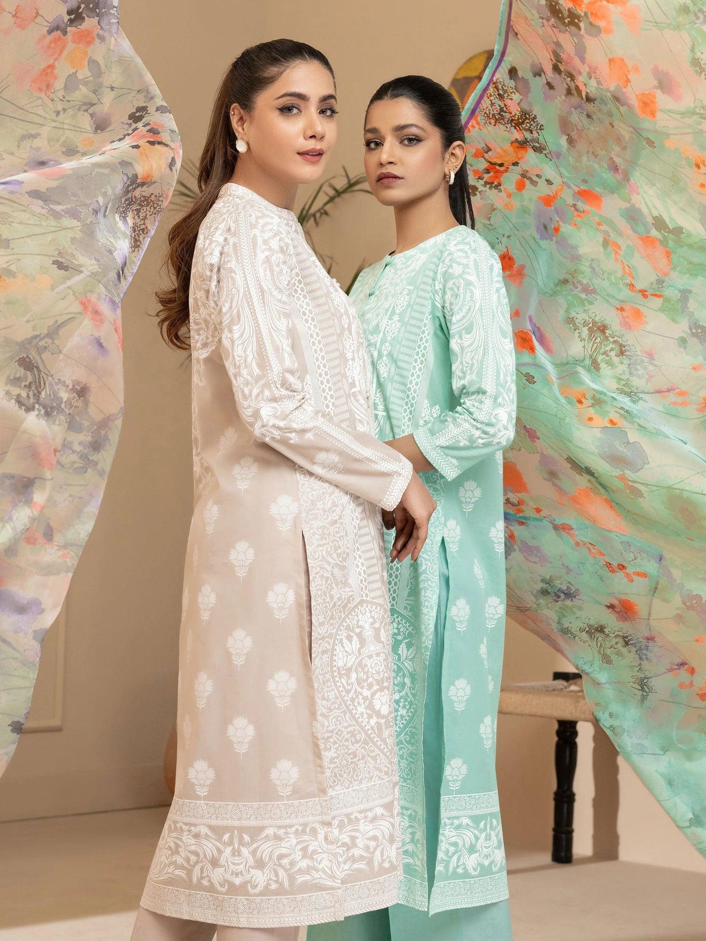 3pc Ready to Wear Dress by Limelight U2948-Beige