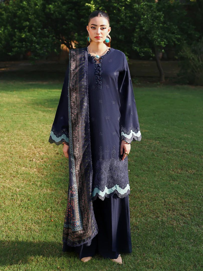 Resham by Mona – Chikankari Dhanak 3pc Winter Suit WMA5