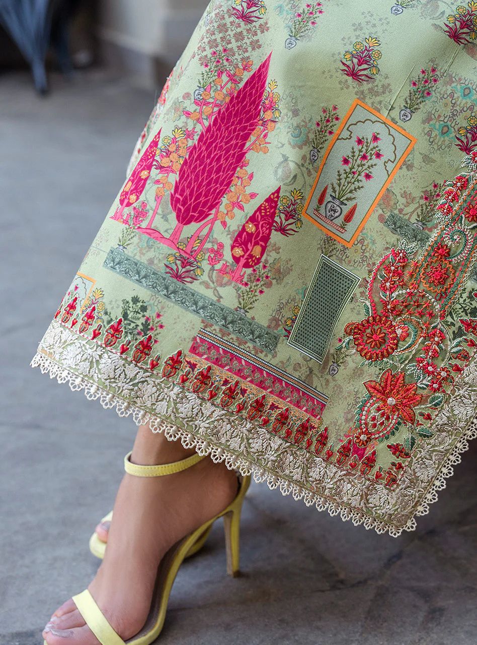 Zaira – Stitched Olive Green Printed & Embroidered Lawn 3pc Suit by Zainab Chottani – ZCTL10