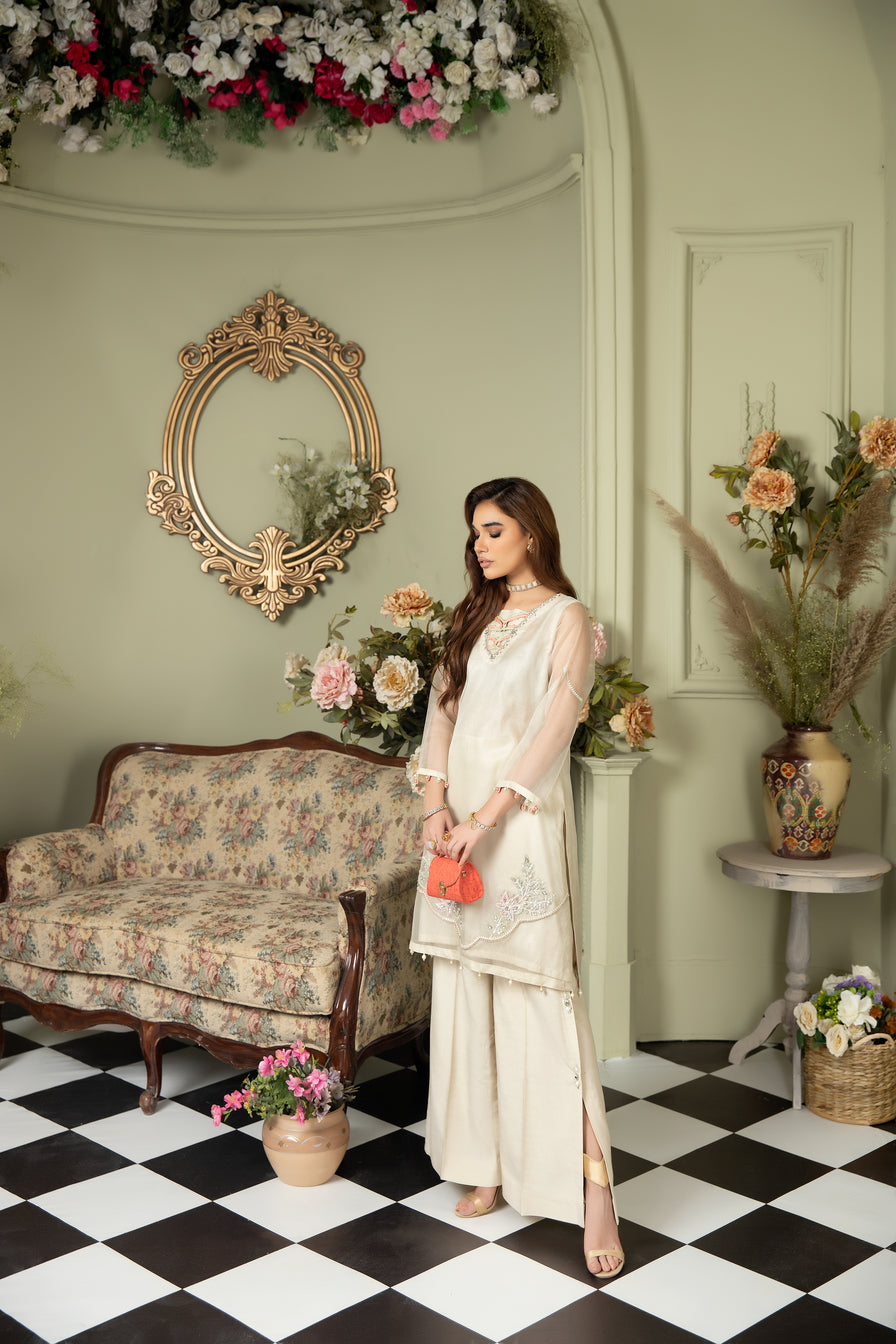 2pc Chiffon Handwork Cape by Ain 28