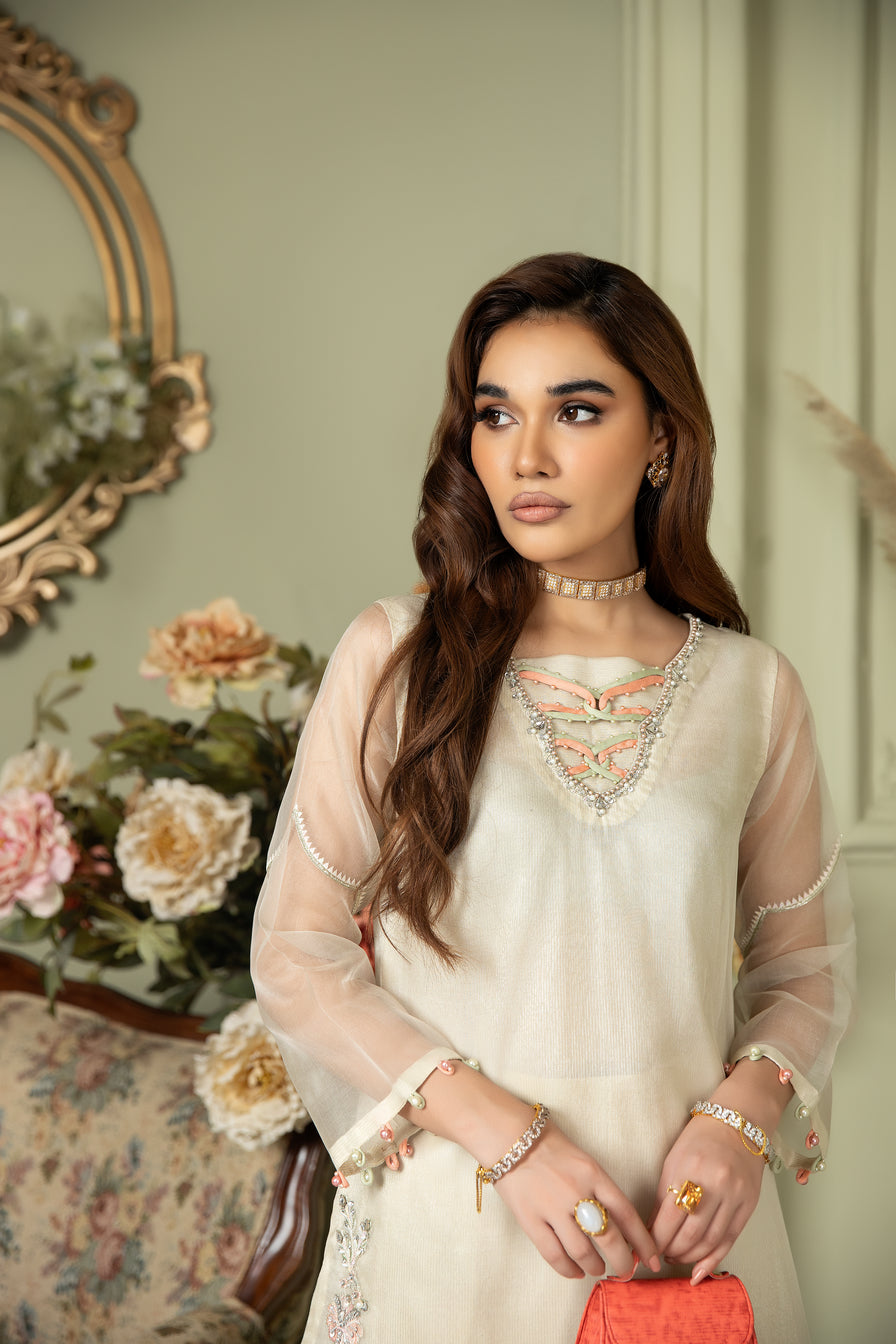 2pc Chiffon Handwork Cape by Ain 28