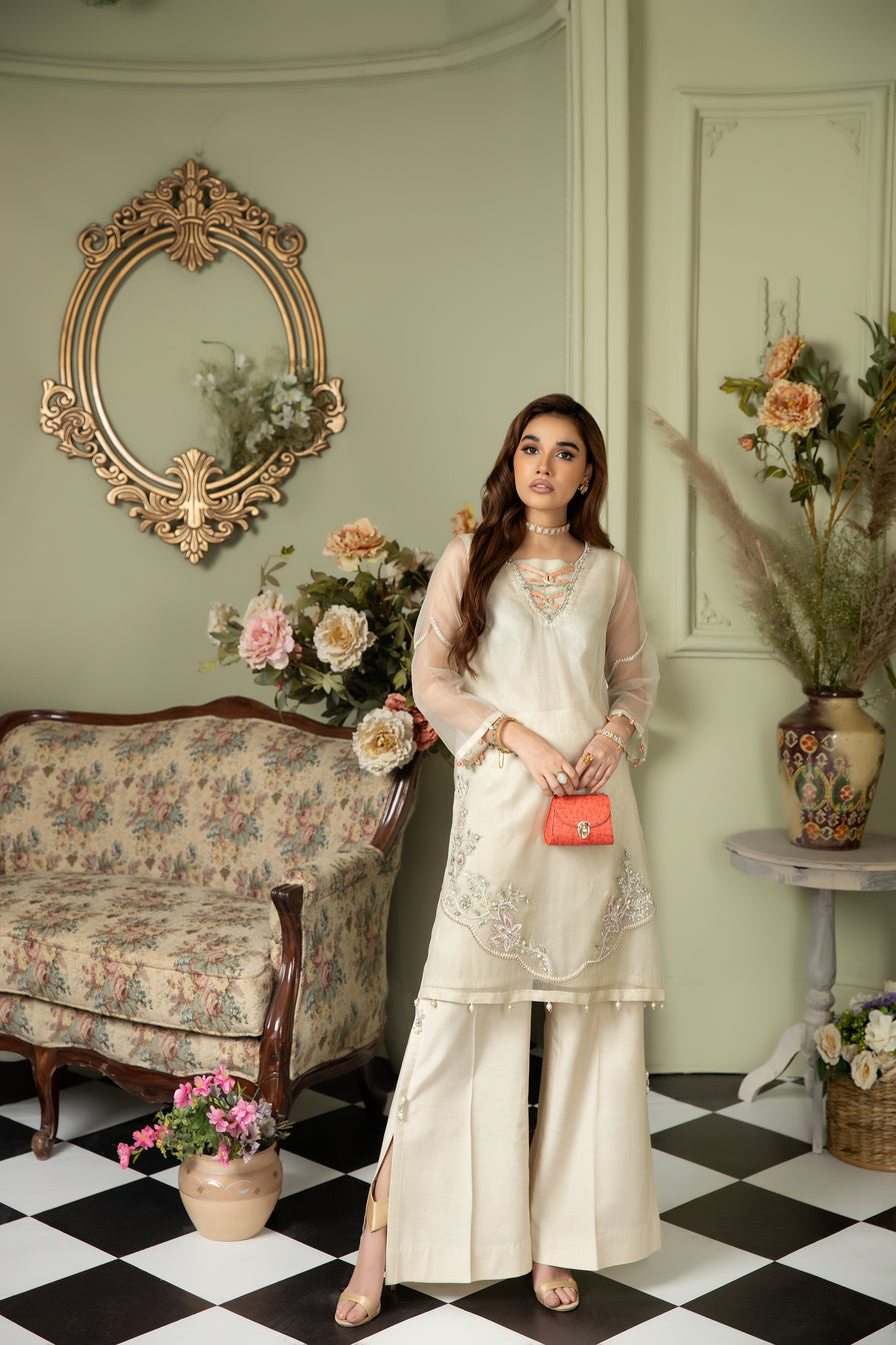 2pc Chiffon Handwork Cape by Ain 28