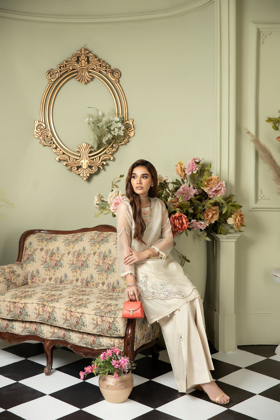2pc Chiffon Handwork Cape by Ain 28