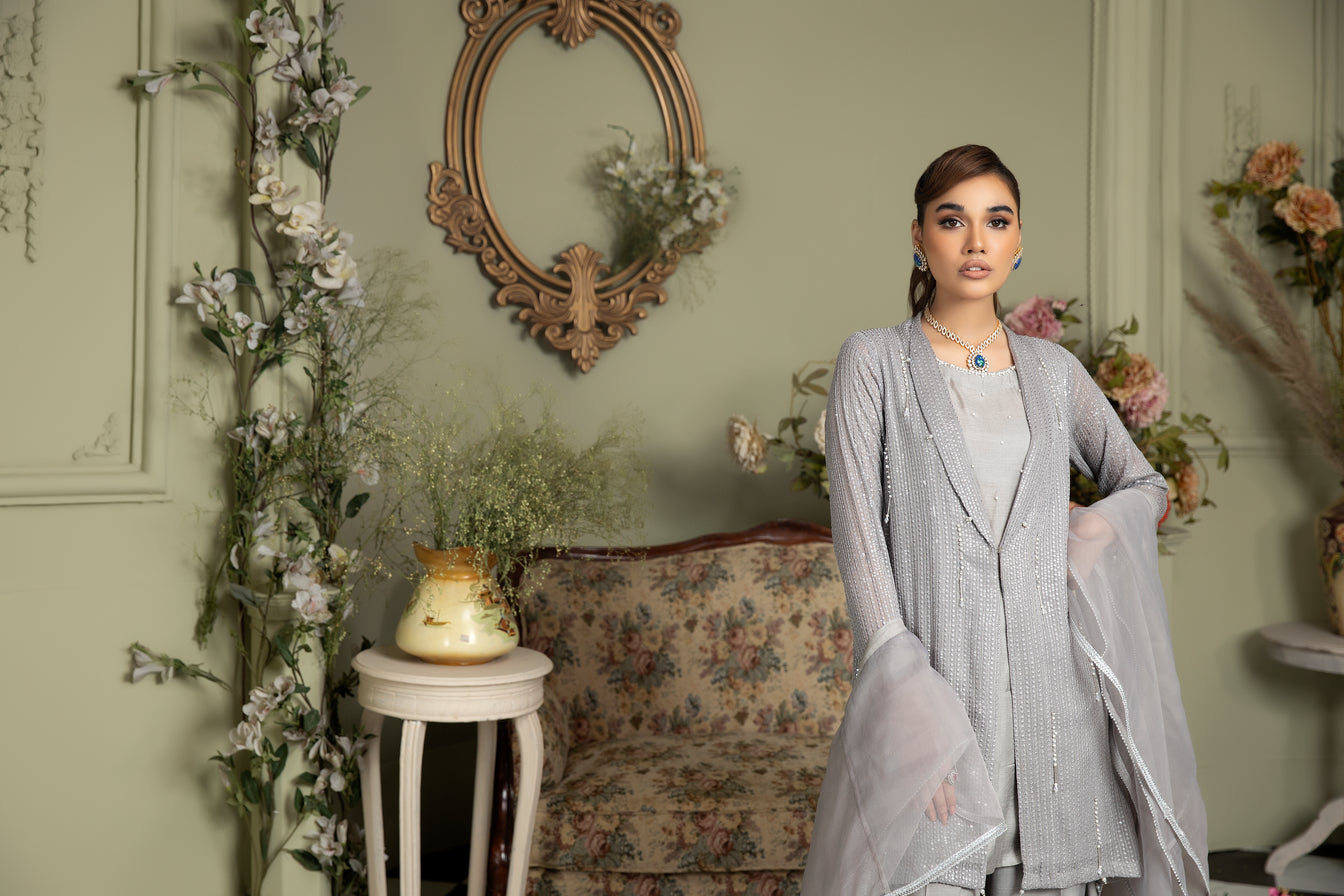 Chiffon Embroidered Gown Dress by Ain 23