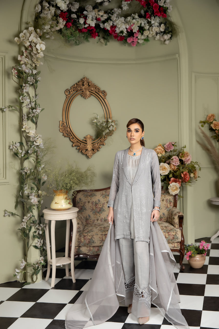 Chiffon Embroidered Gown Dress by Ain 23