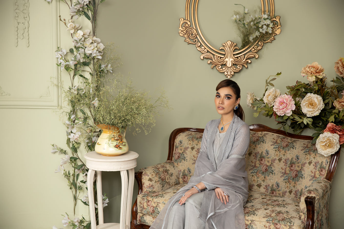 Chiffon Embroidered Gown Dress by Ain 23