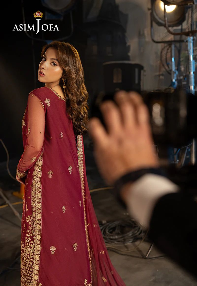 Asim Jofa 3pc Ready to Wear Embroidered Net Semi Formal Dress AJLLF-01
