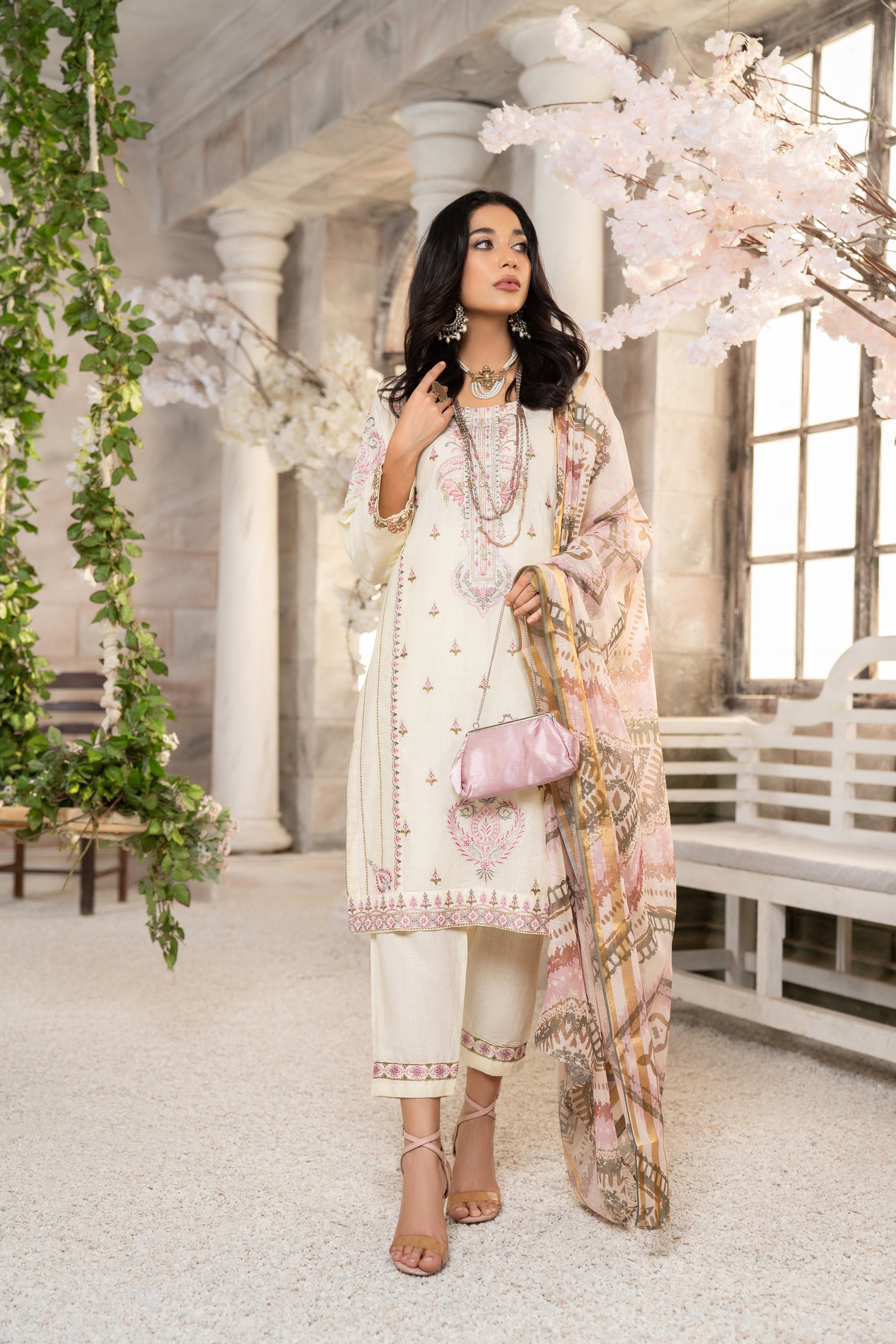 3pc Embroidered Lawn Dress by Arwah YC8
