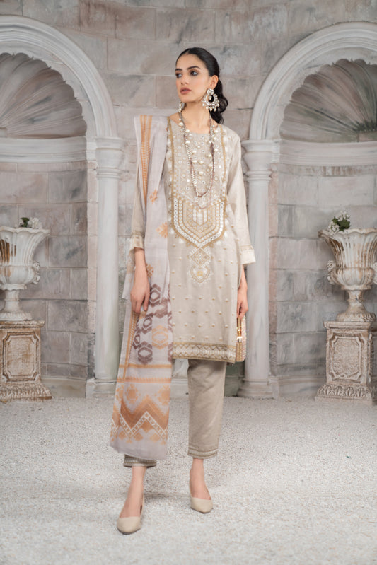 3pc Lawn Embroidered Dress by Arwah YC4