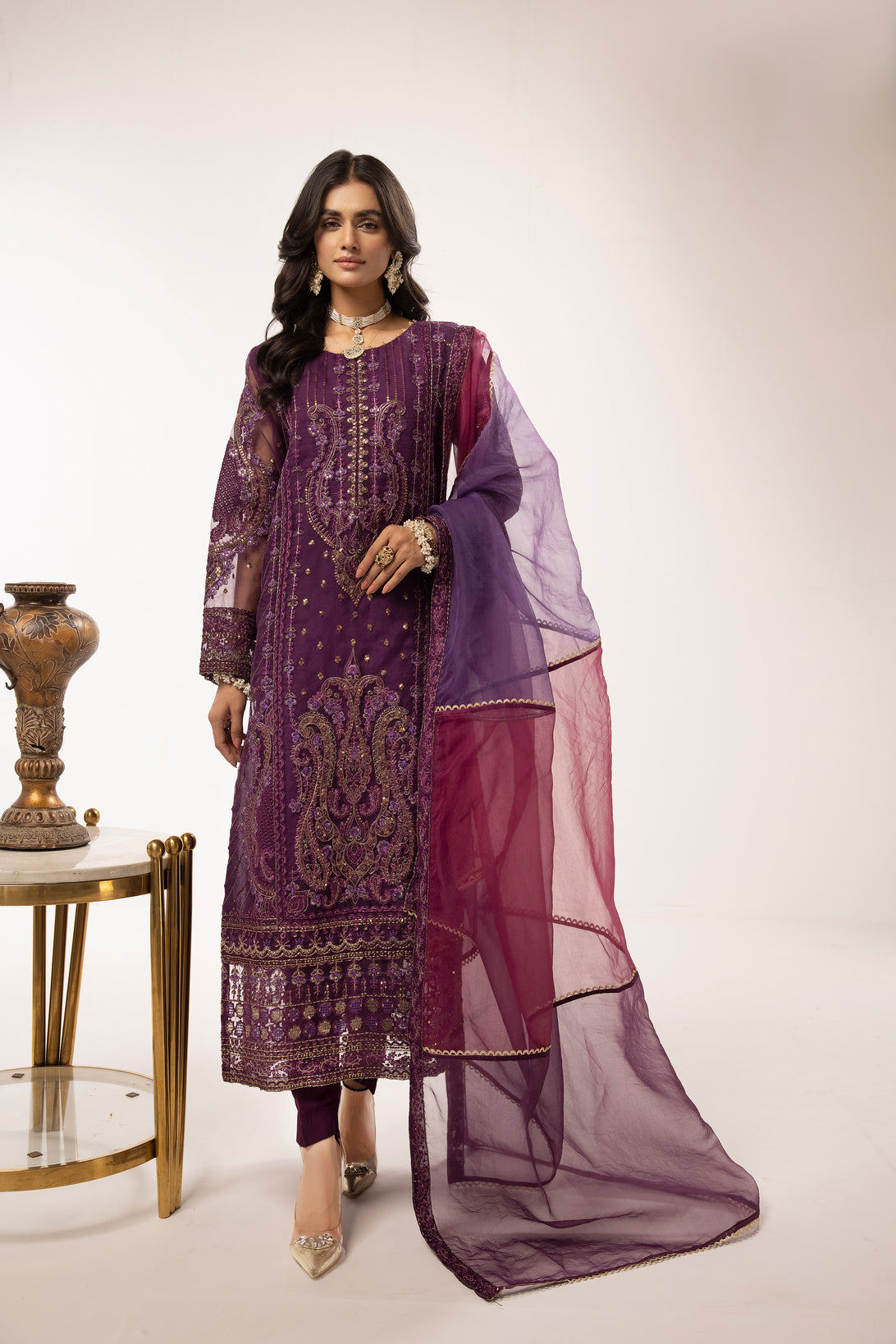 3pc Embroidered Dress by Hemlime A02