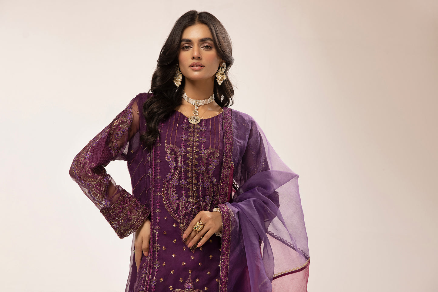3pc Embroidered Dress by Hemlime A02