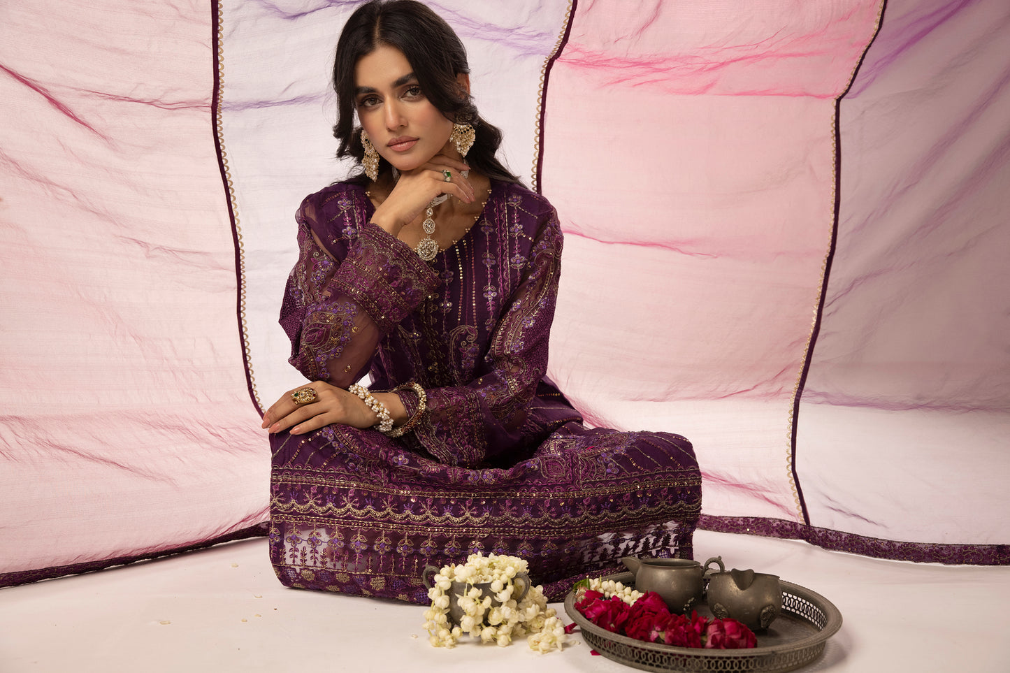 3pc Embroidered Dress by Hemlime A02