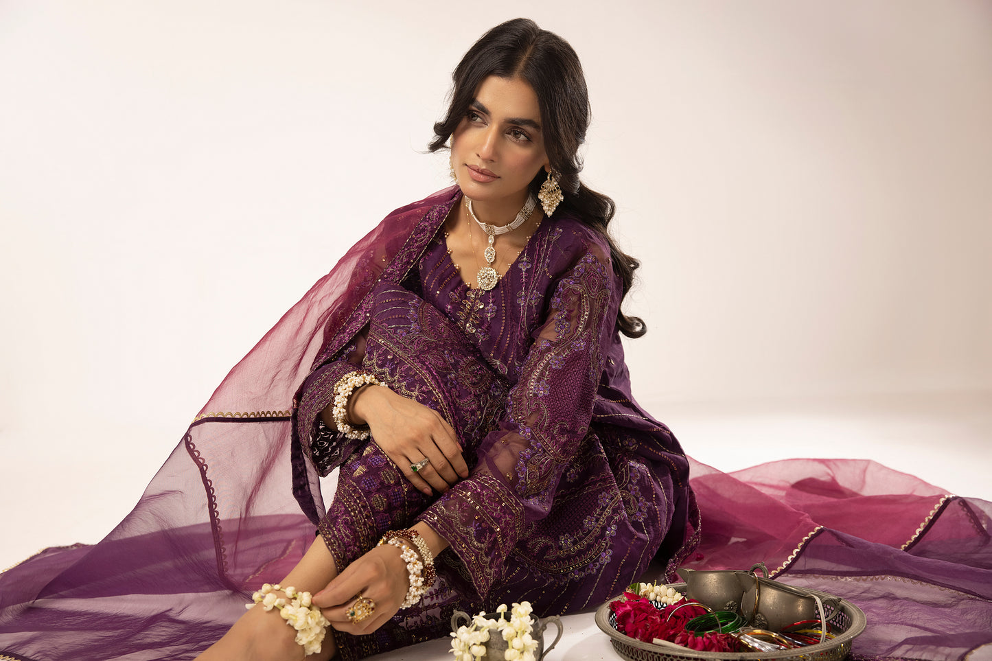 3pc Embroidered Dress by Hemlime A02