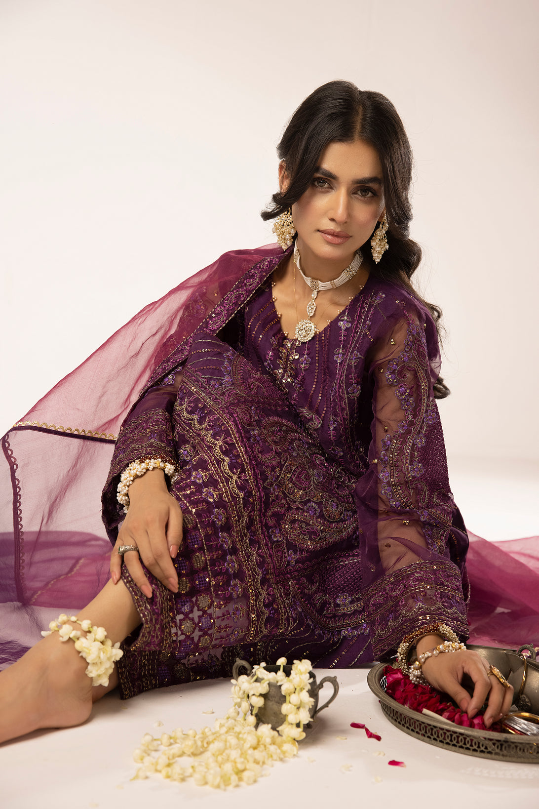 3pc Embroidered Dress by Hemlime A02