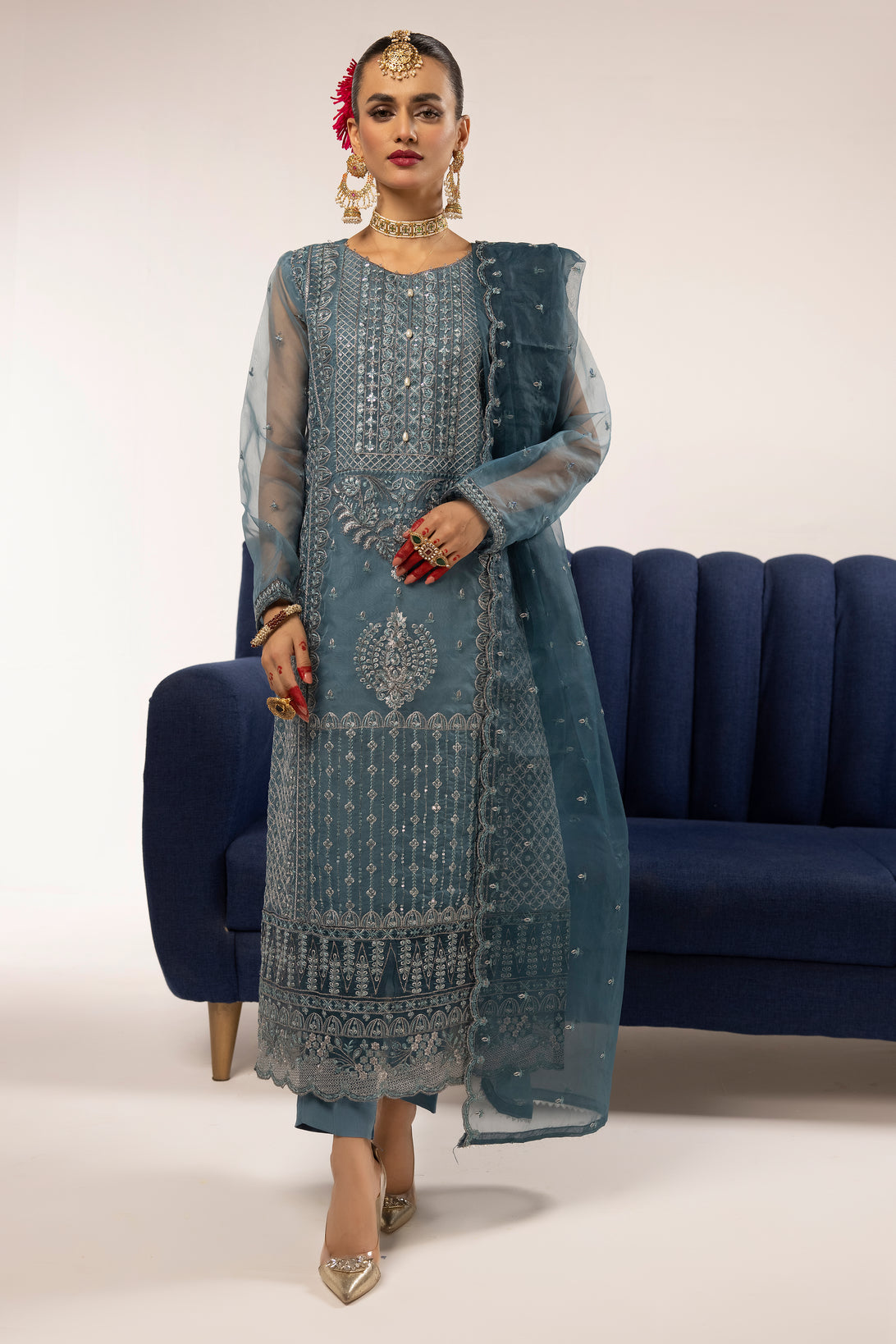 3pc Embroidered Dress by Hemlime A04